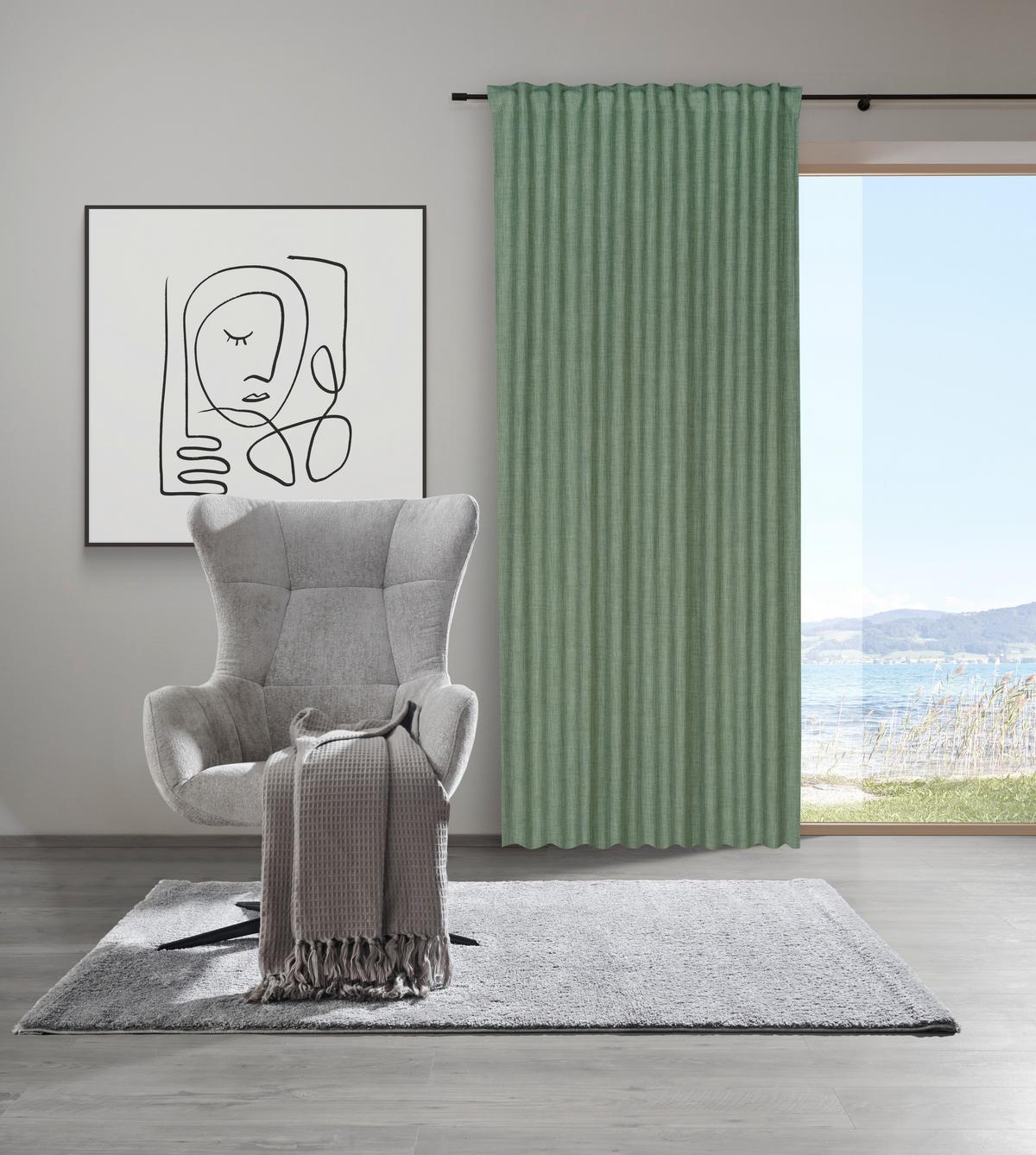 HOTOVÝ ZÁVES Leo, 135/255cm, zelená - olivovozelená, textil (135/255cm) - Premium Living