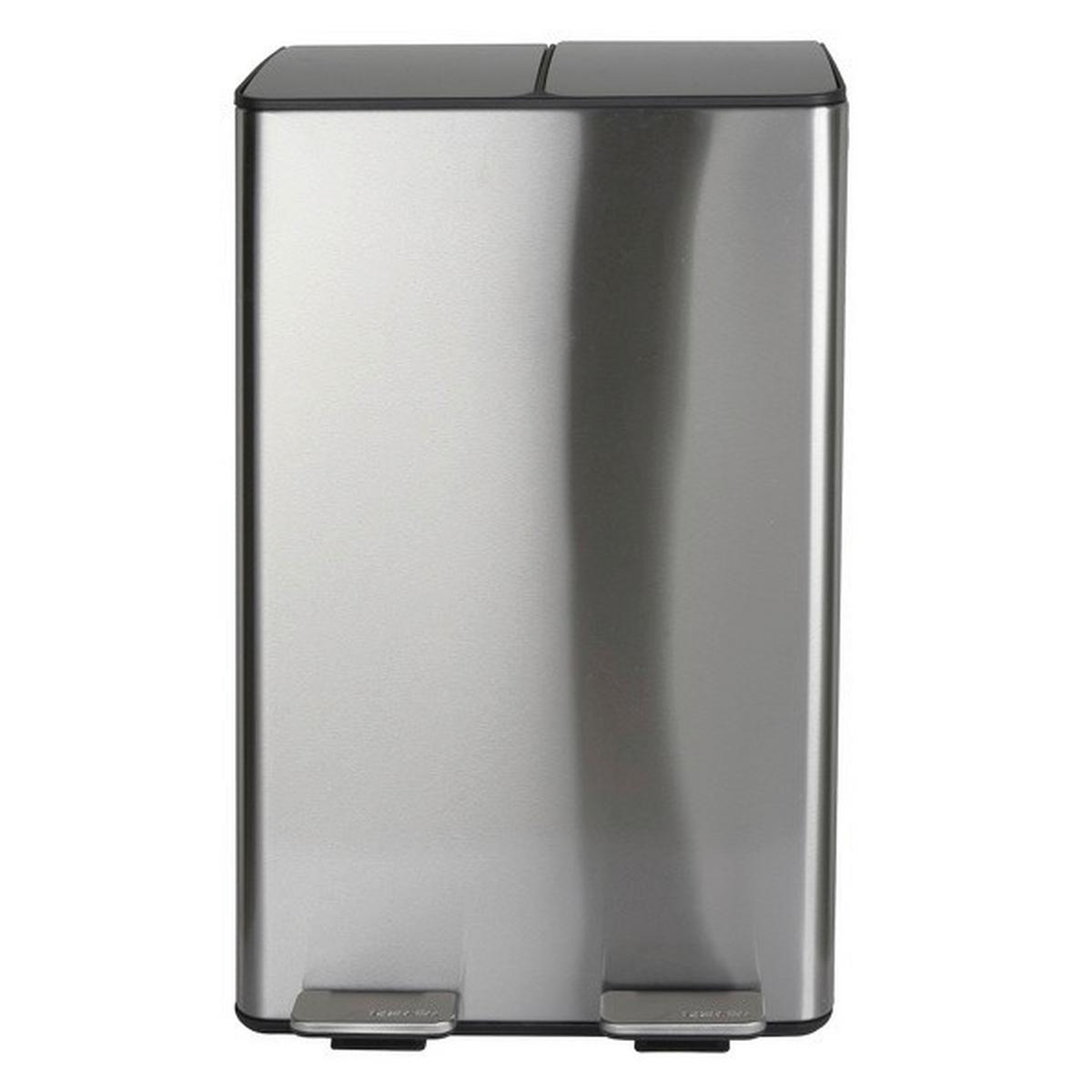 Treteimer Aliya 60l Silber Metall LxBxH: 45x30x71 - Silberfarben/Schwarz, Basics, Kunststoff/Metall (45/30cm) - Spirella