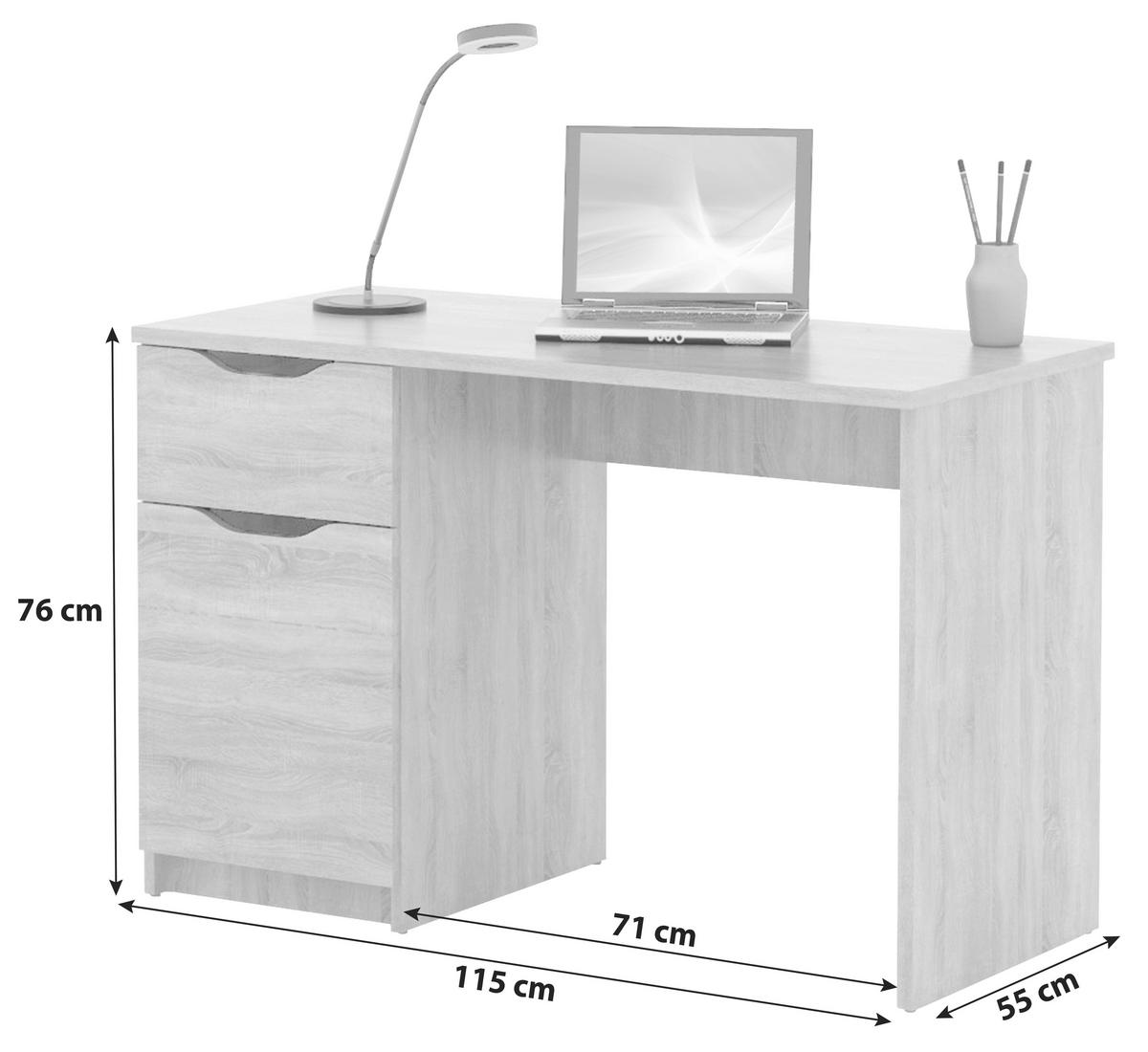 Schreibtisch mit Stauraum B: 115cm H 76cm Westphalen, Weiß - Weiß, KONVENTIONELL, Holzwerkstoff (115/55/76cm) - MID.YOU
