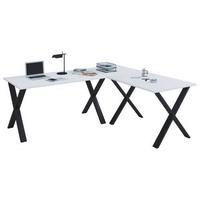 Eckschreibtisch Lona Weiß B: 50 Cm - Schwarz/Weiß, MODERN, Holzwerkstoff/Metall (160/50/76cm) - MID.YOU