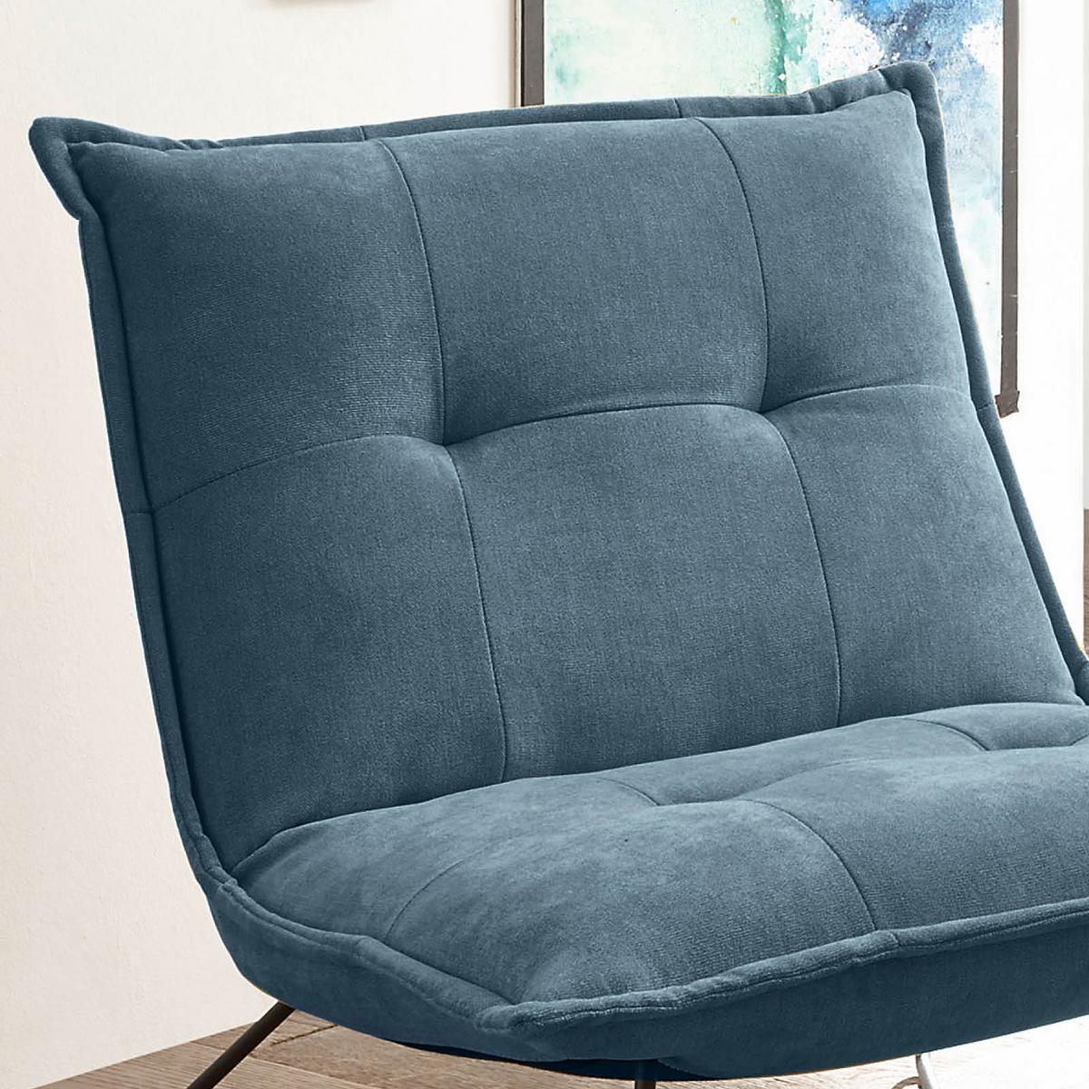 Polstersessel Vico Stoffbezug Denim - Blau/Schwarz, Basics, Textil/Metall (69/76/86cm) - MID.YOU