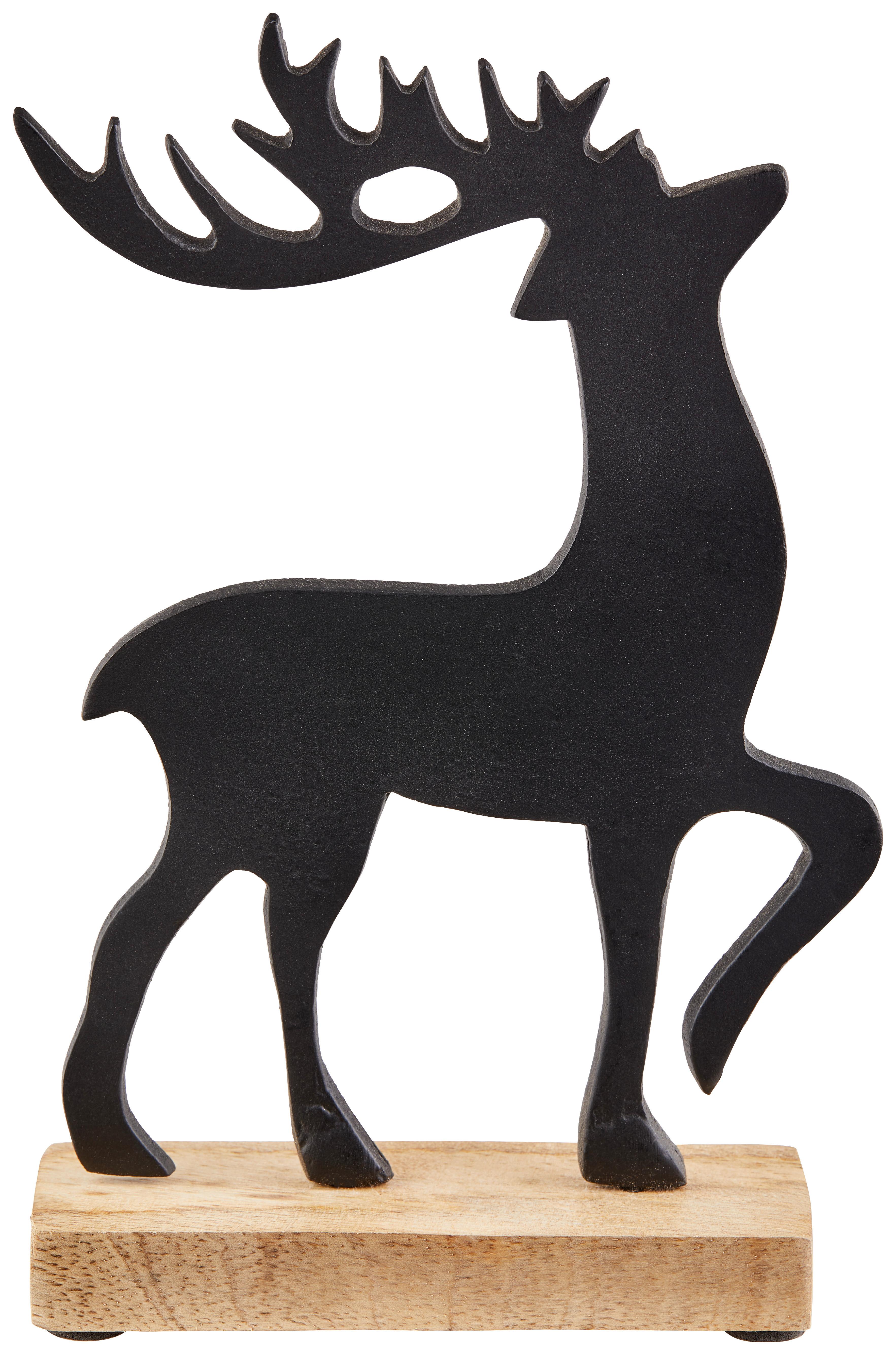 Dekohirsch Rajan - Schwarz, Basics, Holz/Metall (15/45/22cm)