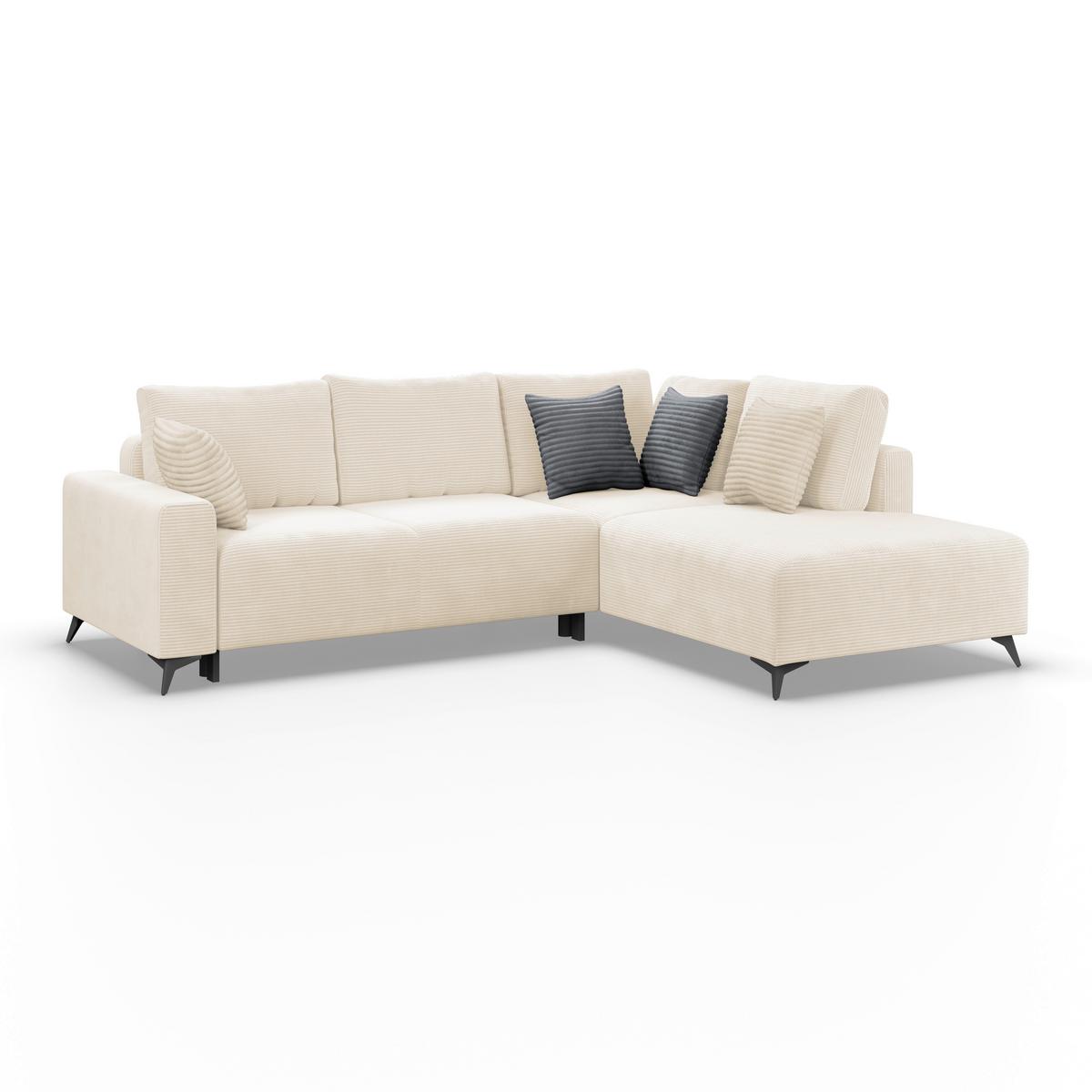 Ecksofa mit Schlaffunktion Viktor Creme Cord 270x212 cm - Beige/Creme, MODERN, Textil (270/212cm)