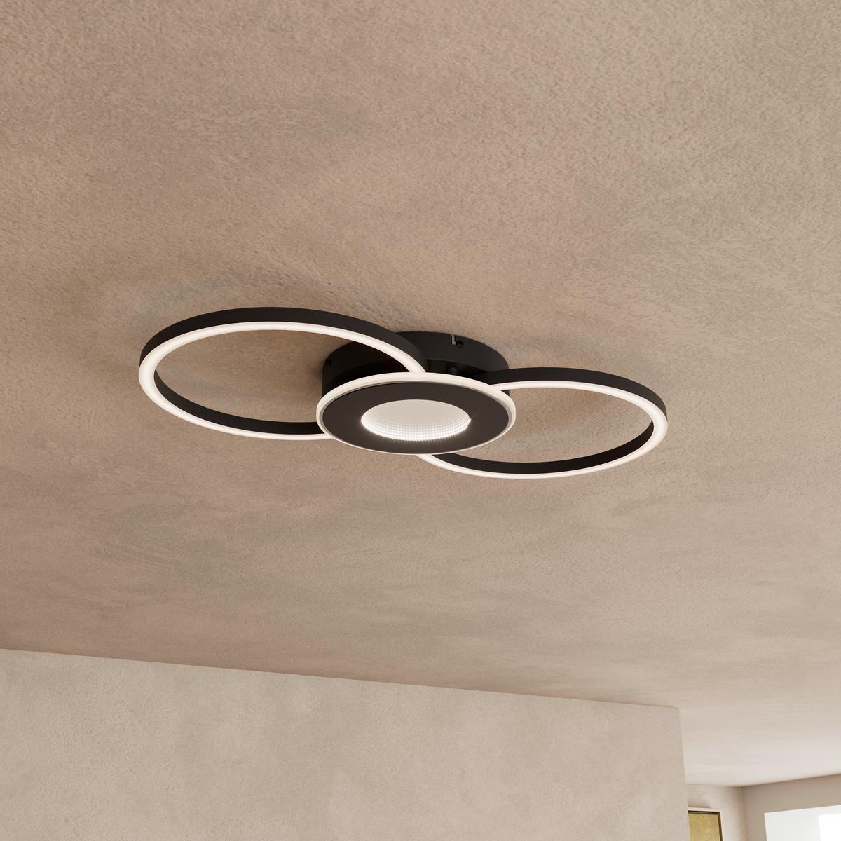 Led Mennyezeti Lámpa Josefa - krómszínű/fekete, műanyag/fém (48/28/7cm) - Luca Bessoni