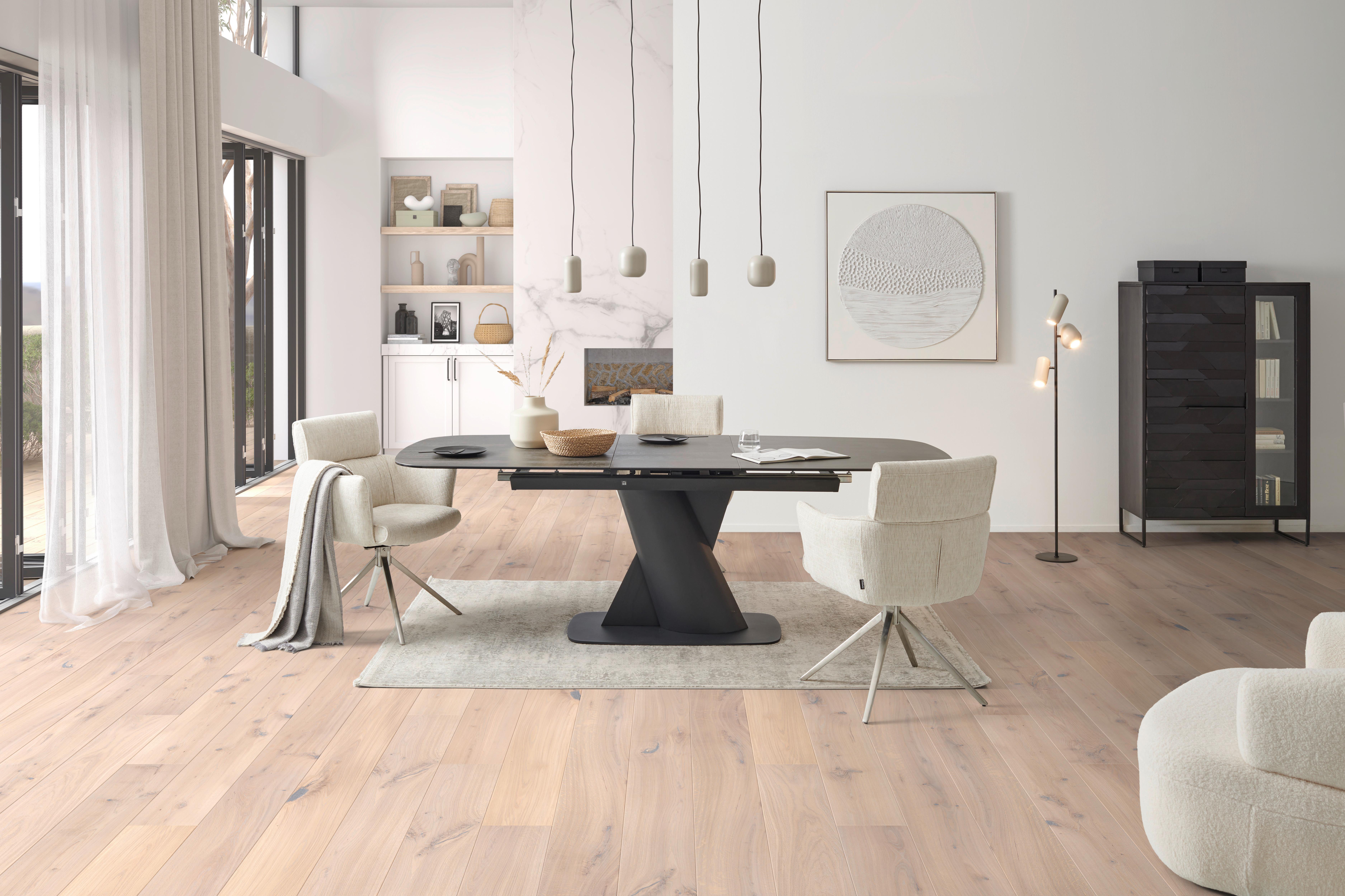 Armlehnstuhl Bathia Beige, Sitzfl. 360° drehbar - Edelstahlfarben/Beige, KONVENTIONELL, Textil/Metall (61/89/63cm) - Livetastic
