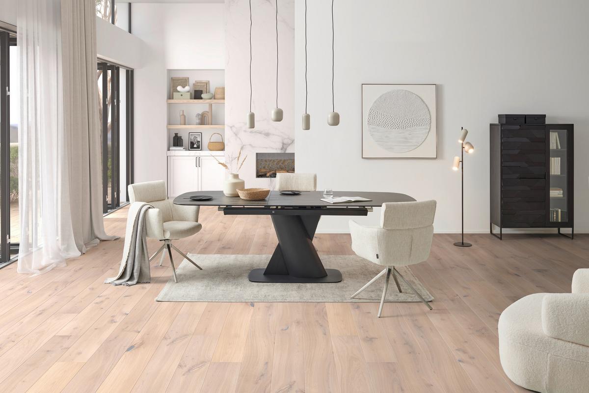 Armlehnstuhl Bathia Beige, Sitzfl. 360° drehbar - Edelstahlfarben/Beige, KONVENTIONELL, Textil/Metall (61/89/63cm) - Livetastic