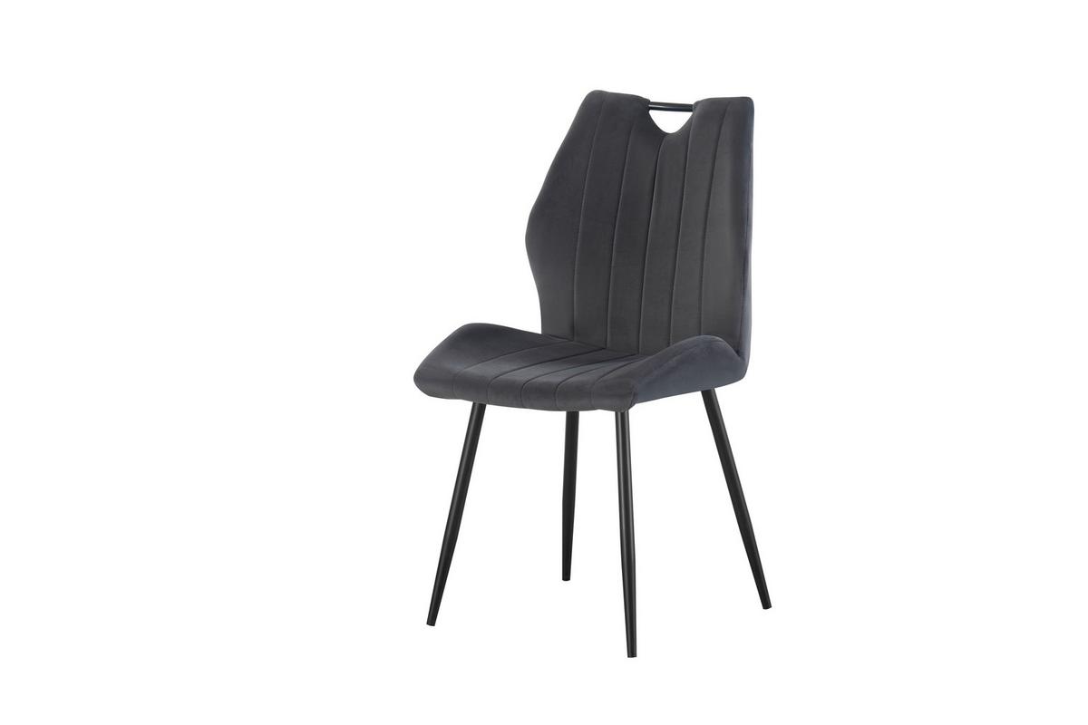 Stuhl-Set Christin Anthrazit B: 52 cm - Anthrazit/Schwarz, MODERN, Textil/Metall (52/75/58cm) - MID.YOU