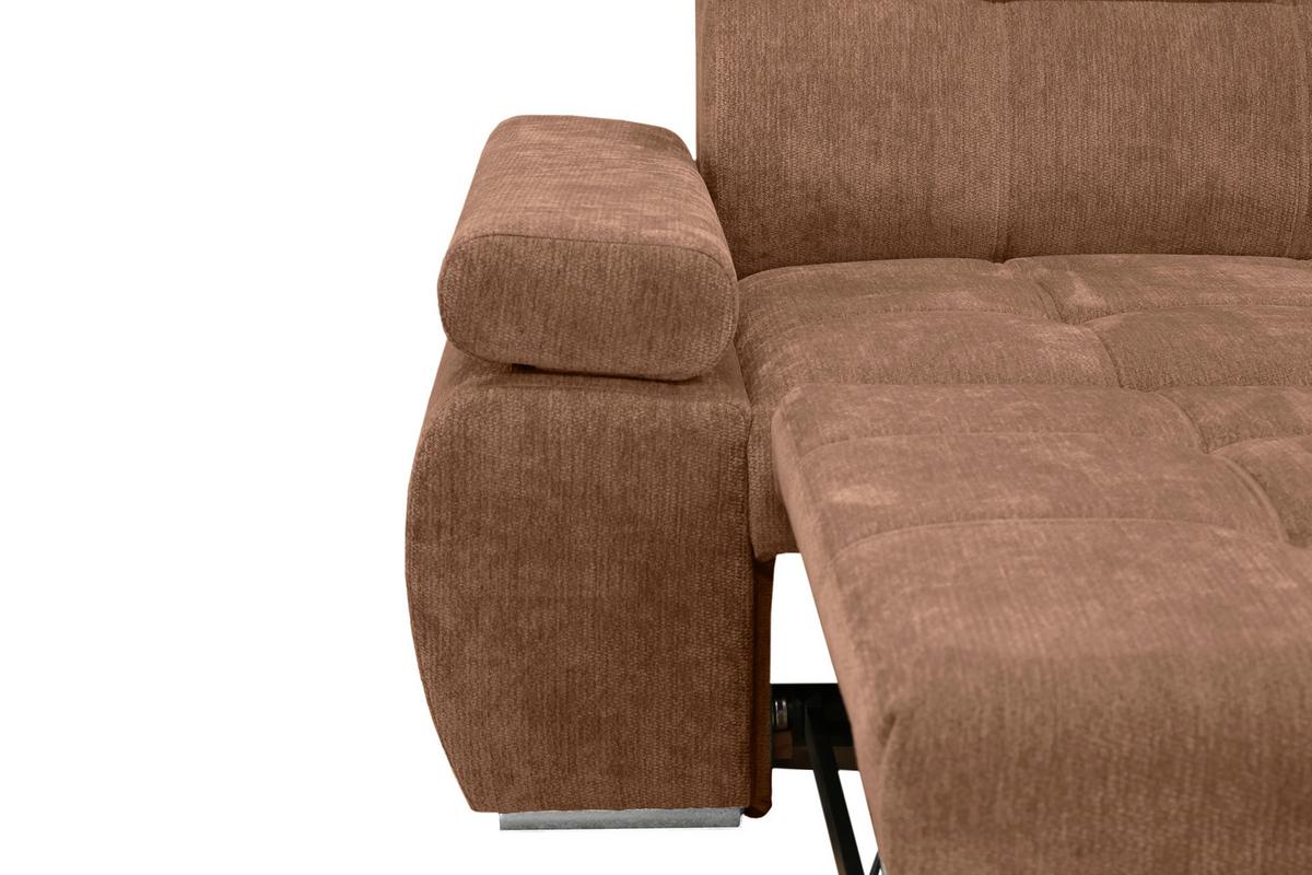 Rohová sedačka VEGAS, pravá, terakotová ženilka - terakotová/strieborná, Design, drevo/textil (294/173cm)