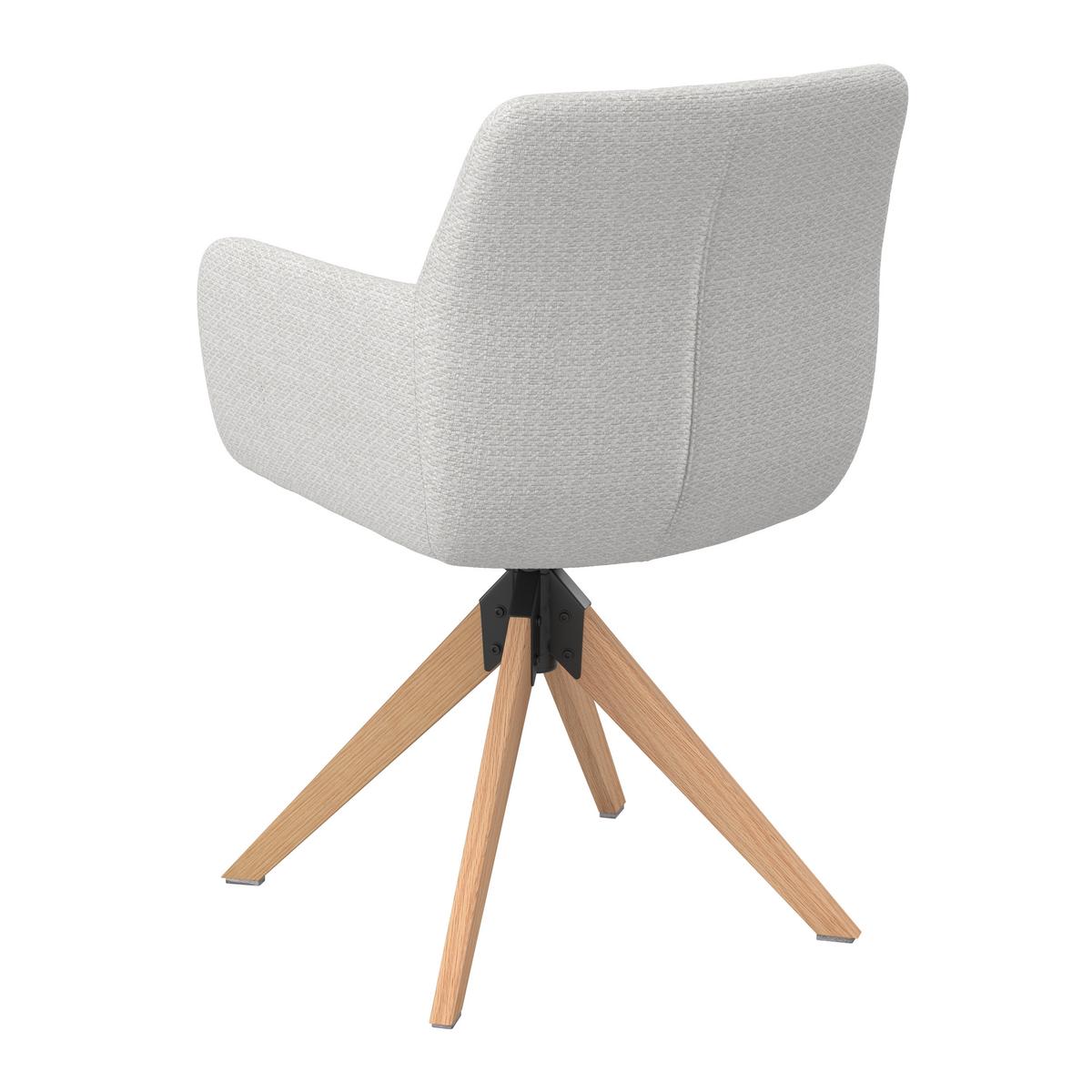 Stolička s podrúčkami MAILO - prírodná farba/svetlosivá, Modern, kov/drevo (56/92/62cm) - Bessagi Home