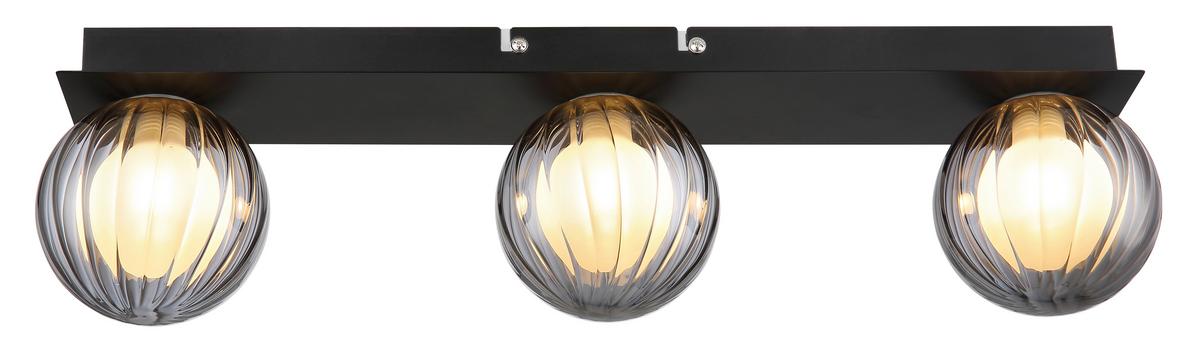 Badezimmer-Deckenleuchte 41928-3 - Schwarz, Design, Glas/Metall (50/10/12,5cm) - Globo