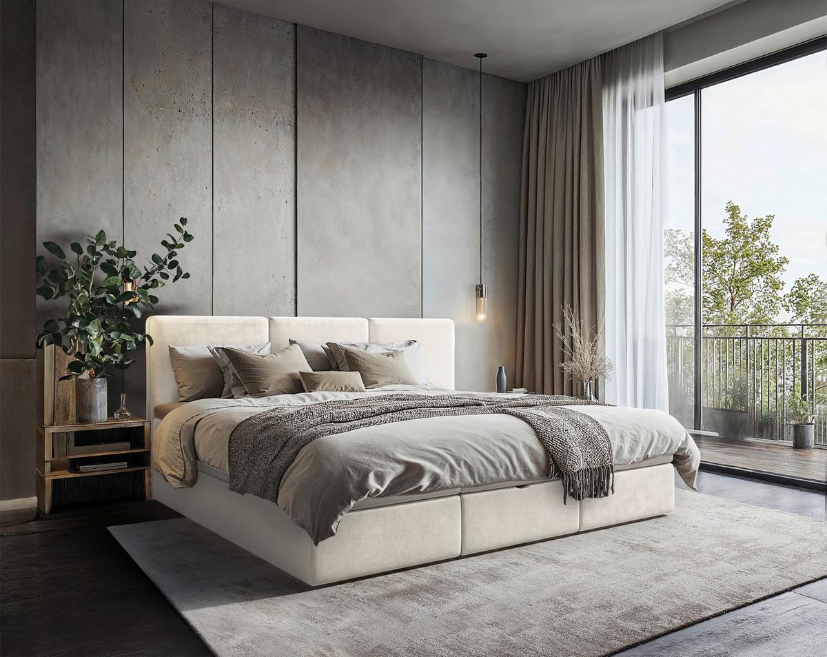 Familienbett Domino Combo Mit 3 Bettkasten, Creme 270x200 - Creme/Schwarz, MODERN, Holz/Holzwerkstoff (270/200cm) - MID.YOU