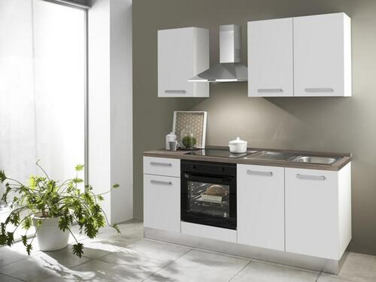 Küchenzeile Belluna mit Geräten 195 cm Weiß/Grau Modern - Basics (195cm) - MID.YOU