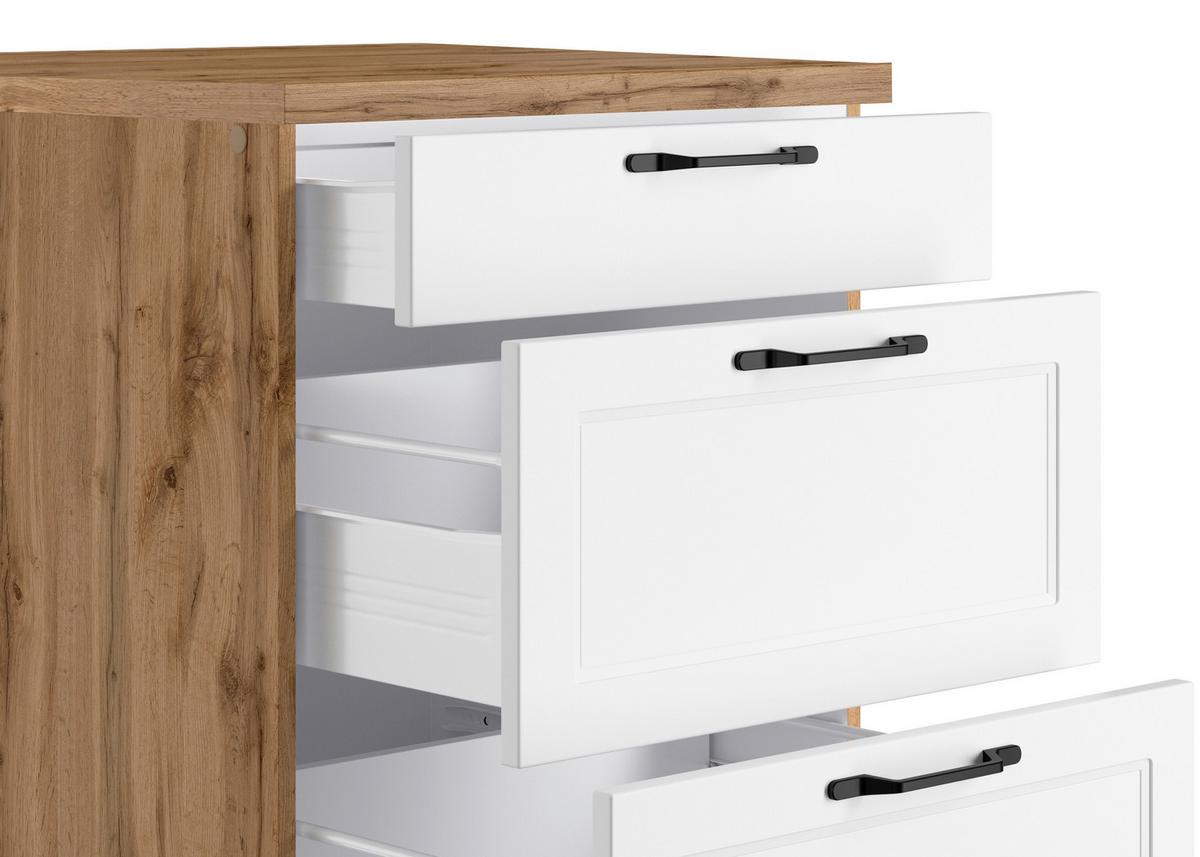 Küchenunterschrank Meran 60 Cm Weiß/eiche Dekor - Eiche Wotan/Weiß, LIFESTYLE, Holzwerkstoff (60/86/60cm) - Held