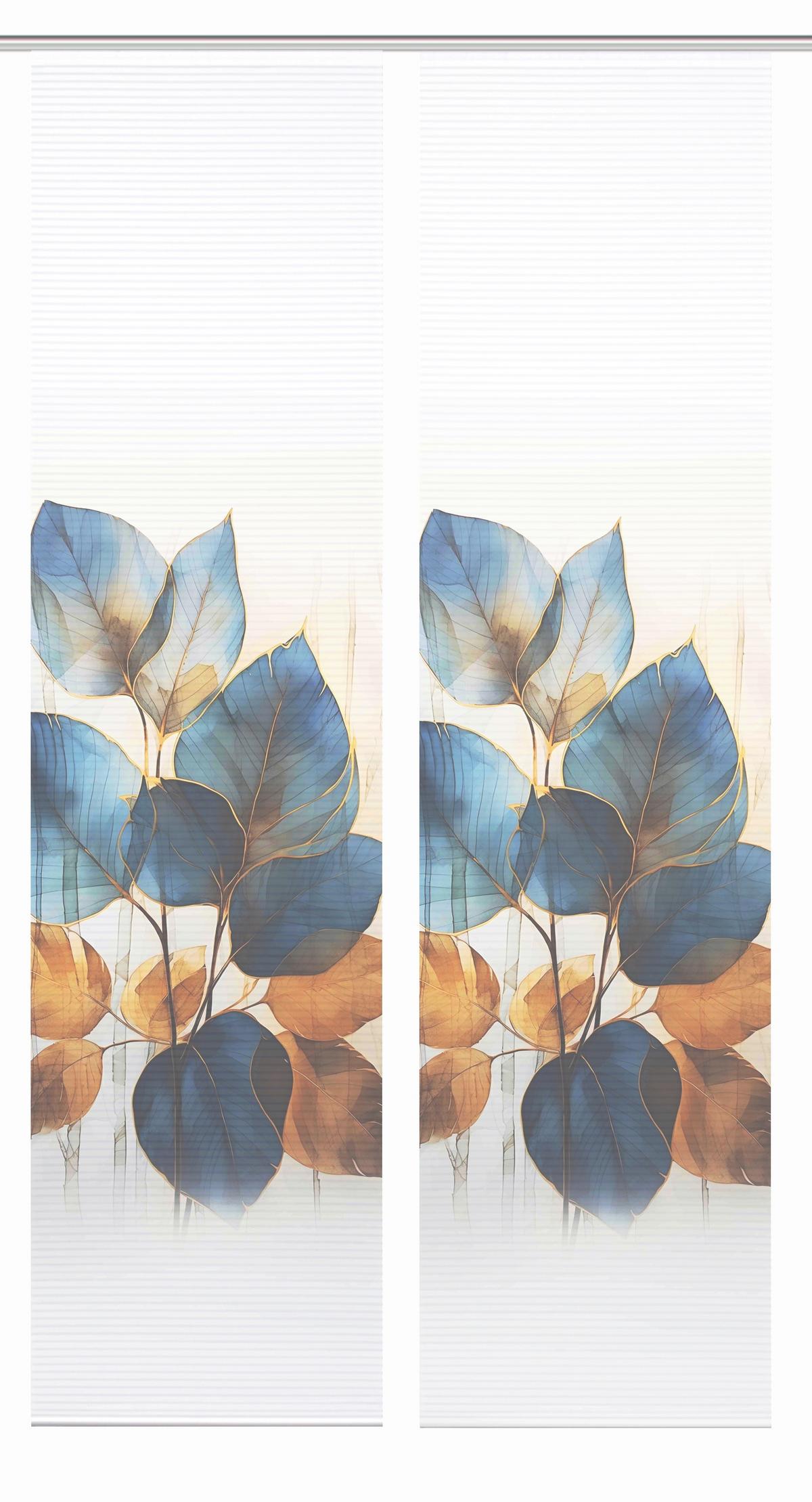 Flächenvorhang Thalin 2er Set - Blau/Weiß, LIFESTYLE, Textil (60/245cm)