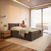 Manželská boxspring posteľ Lisa, 180x200, tmavosivá - tmavosivá, Modern, drevo/kompozitné drevo (180/200cm) - Bessagi Home