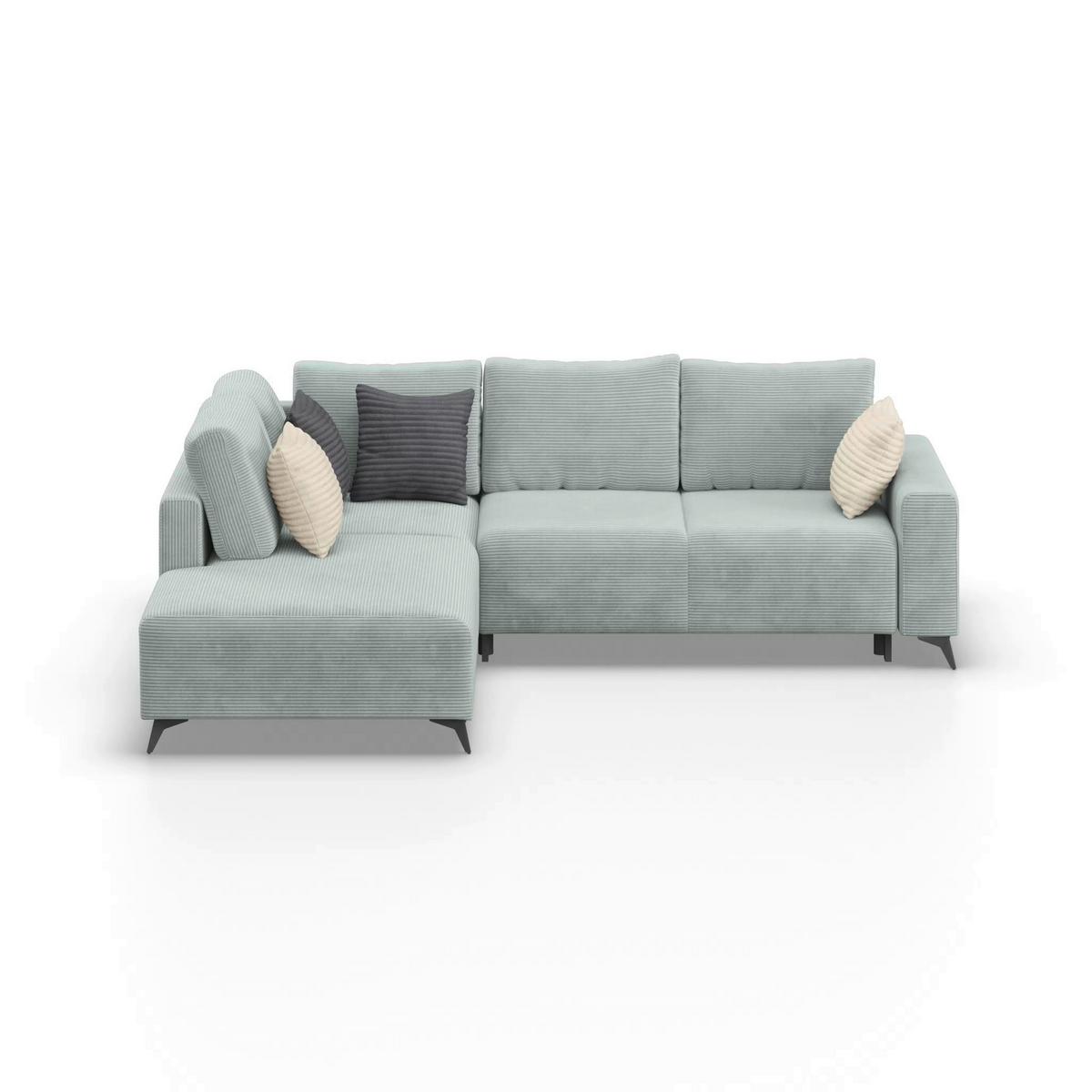 Ecksofa Mit Schlaffunktion Lincoln Mint  Cord 212x270 Cm - Creme/Schwarz, MODERN, Textil (212/270cm)