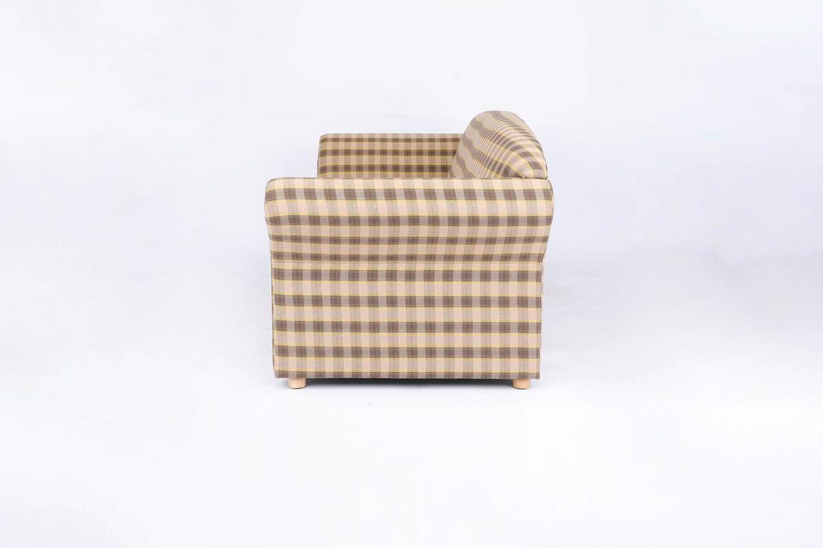 3-Sitzer Loretta, Hellbraun kariert, ca. 204x83x85 cm - Hellbraun/Braun, Basics, Holz/Textil (204/83/85cm)