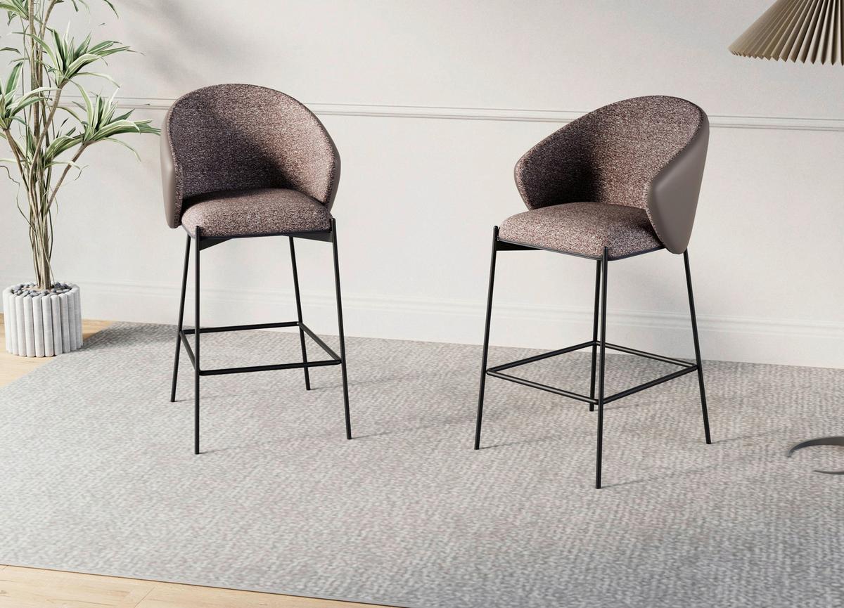 Barhocker Corey Textil Braun B: 53,5 Cm - Schwarz/Braun, MODERN, Textil/Metall (53,5/101/54cm) - MID.YOU