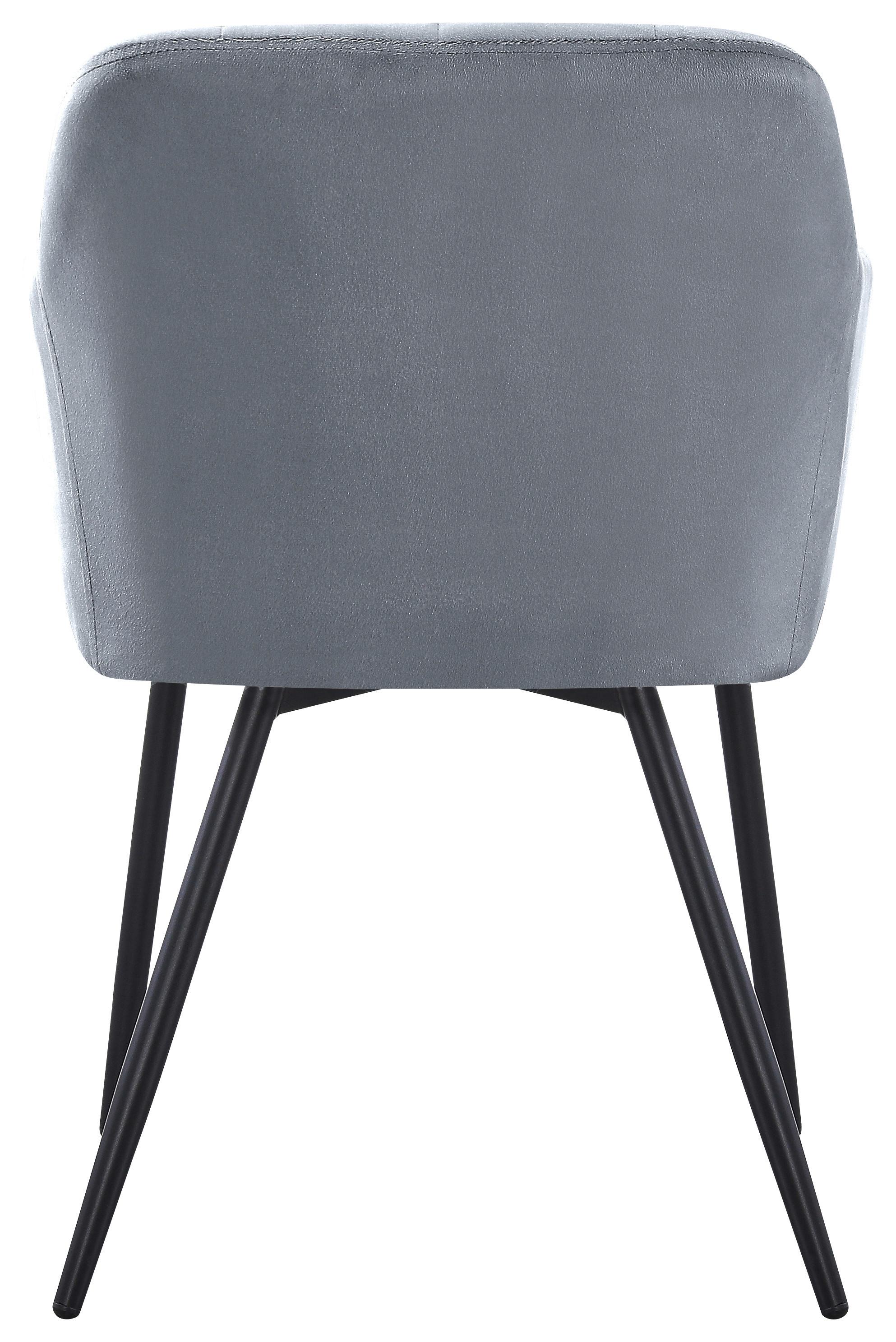 Armlehnstuhl Jenke Samt Hellgrau, B: 56 cm - Hellgrau/Schwarz, KONVENTIONELL, Textil/Metall (56/82/62cm) - Nedis SmartLife