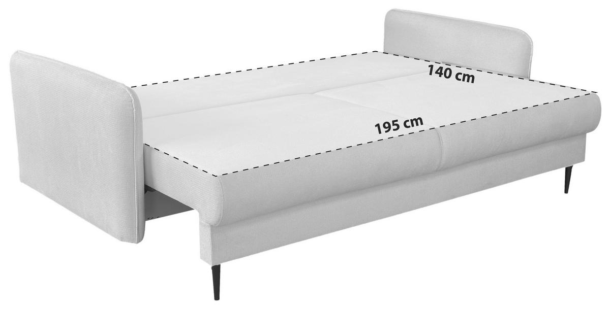 3-sitzer-sofa Mit Schlaffunktion Carine B: 216cm - Schwarz/Weiß, Design, Textil (216/96/102cm) - MID.YOU