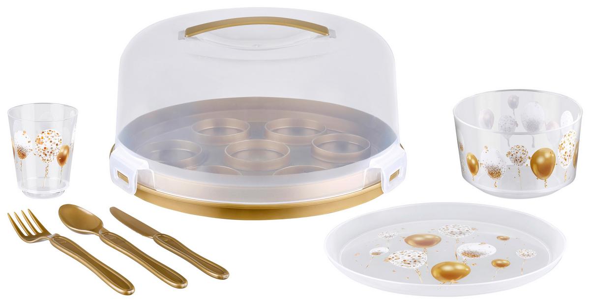 Partyset Dennis - Transparent/Goldfarben, KONVENTIONELL, Kunststoff - James Wood