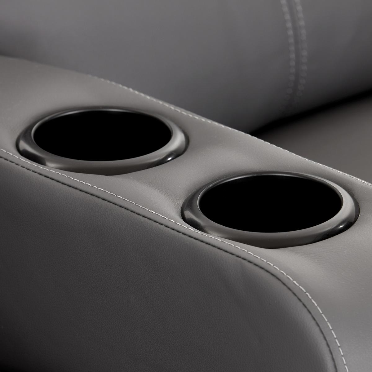 Heimkino-sofa Mit Relaxfunktion Movie Lederlook Grau - Schwarz/Grau, KONVENTIONELL, Textil (128/100/87cm) - MID.YOU