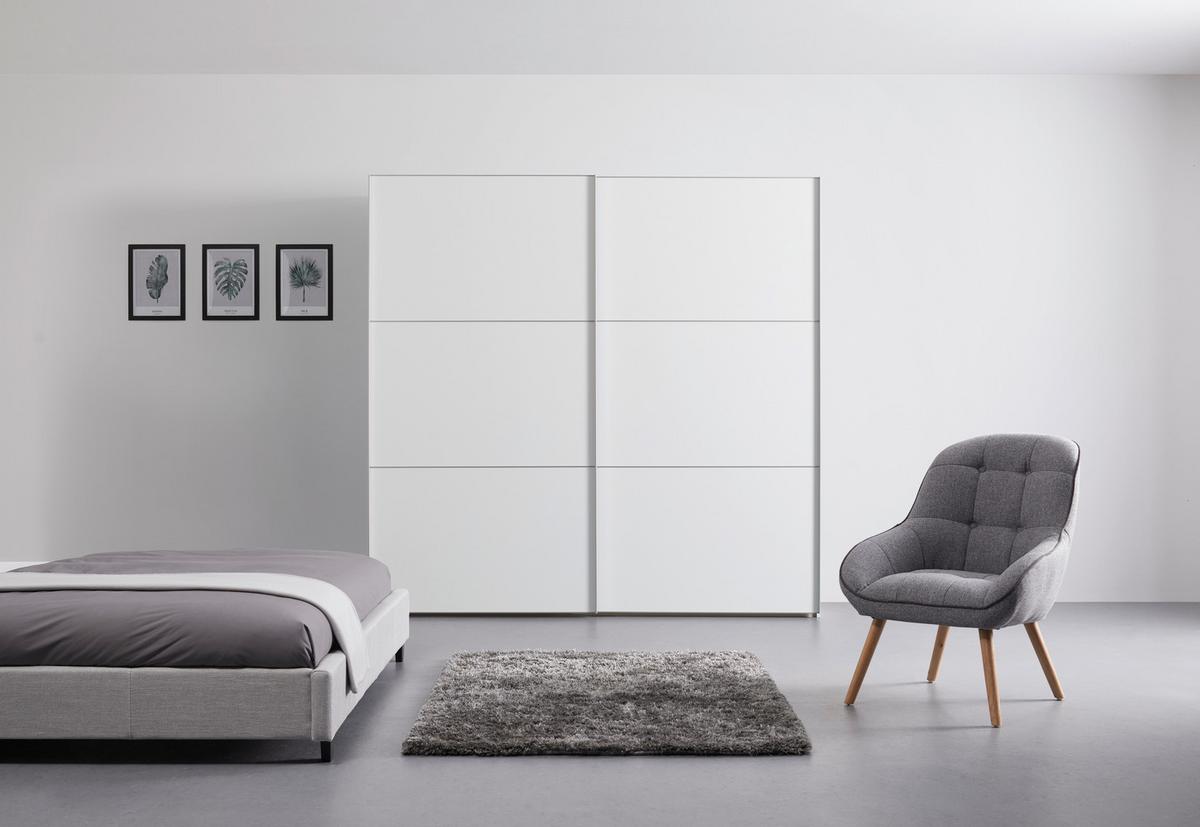 Schwebetürenschrank 225 Cm Includo, Weiß - Weiß, MODERN, Holzwerkstoff (225/222/68cm) - MID.YOU