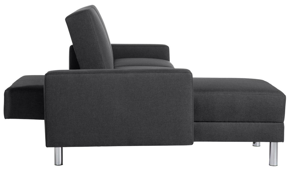 Ecksofa mit Schlaffunktion Just Fashion Graphitfarben - Chromfarben/Graphitfarben, KONVENTIONELL, Textil (152/230cm) - Max Winzer