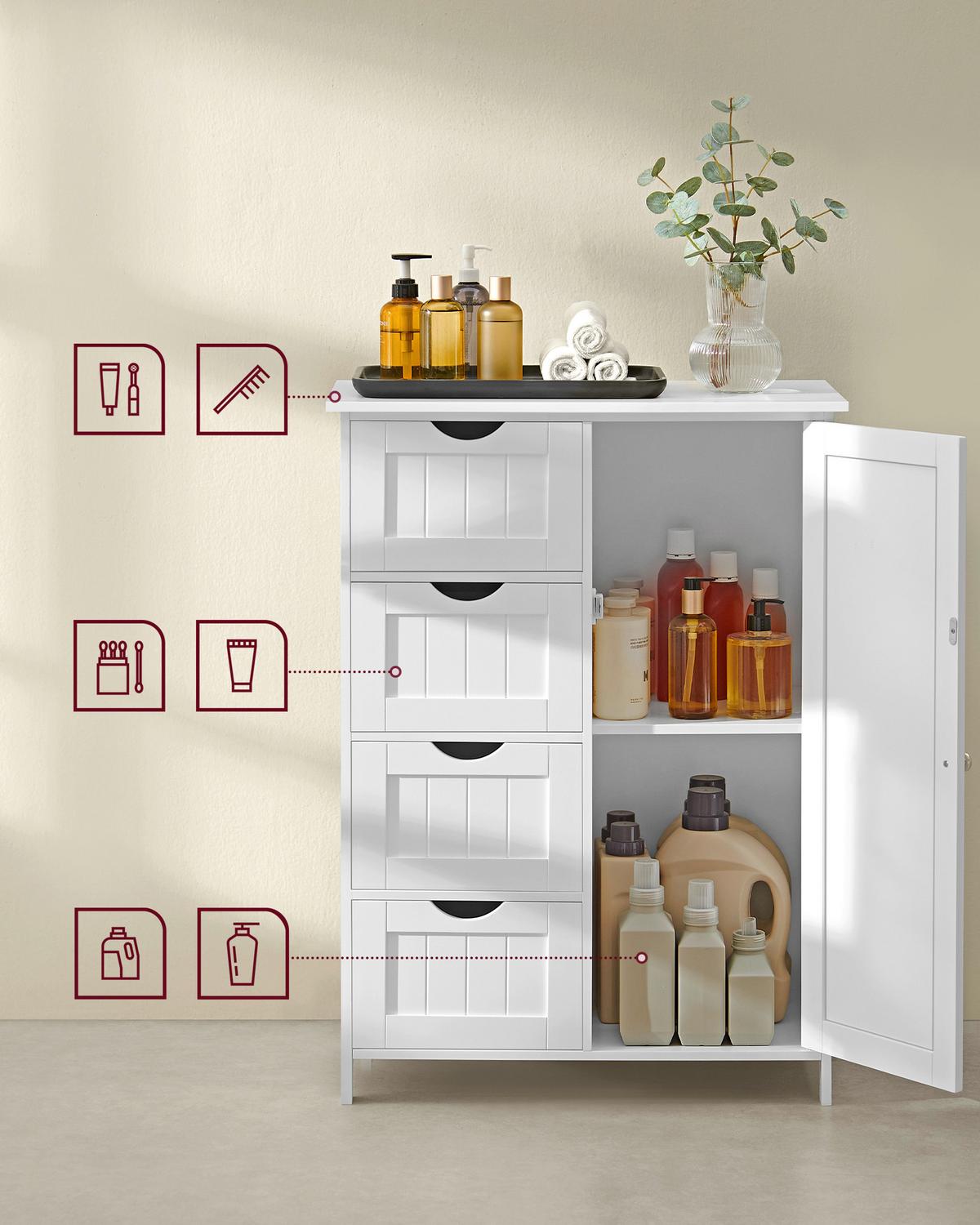 Midischrank Bathroom Cabinet - Weiß, MODERN, Holzwerkstoff (65/90/35cm) - MID.YOU