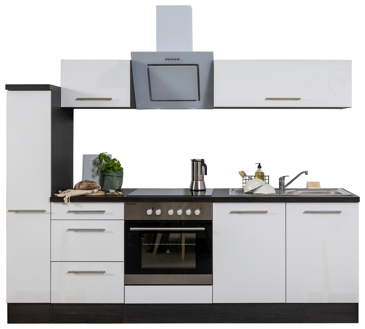 Küchenzeile Rp240ewc Mit Geräte 240 Cm Grau/weiß - Weiß/Grau, Basics, Holzwerkstoff (240cm) - Respekta