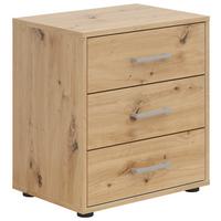 Nachtkästchen Smart 3 Eiche Artisan H: 54 Cm - Grauweiß/Schwarz, Basics, Holzwerkstoff (50/54/35cm)