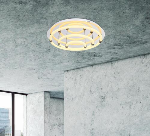Led-deckenleuchte Ø 55 Cm 1-Flammig, Rund - Opal/Weiß, Design, Kunststoff/Metall (55/15cm) - Globo