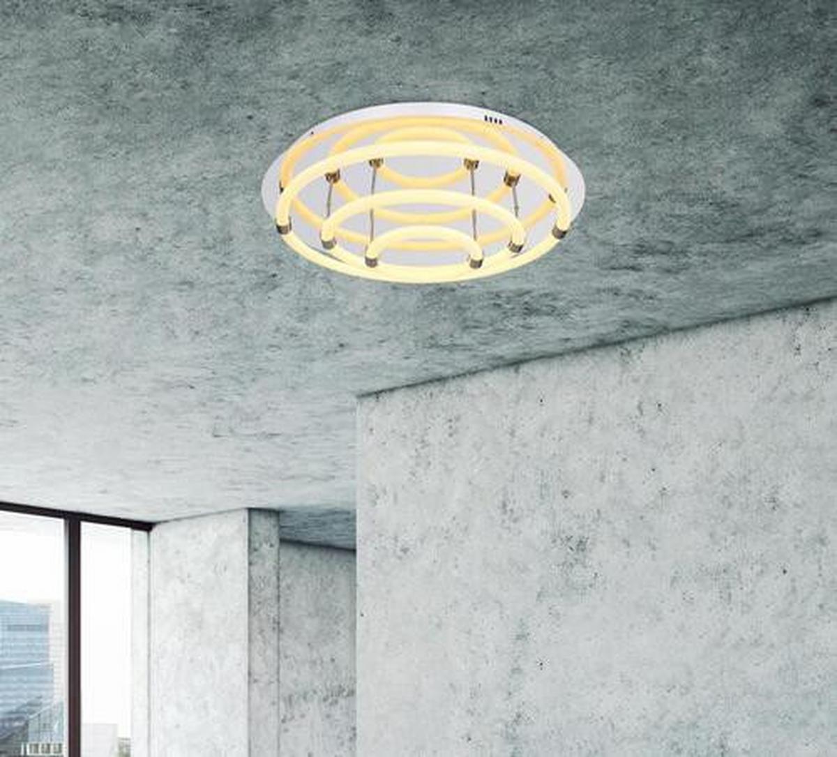 LED-Deckenleuchte Ø 55 cm 1-Flammig, Rund - Opal/Weiß, Design, Kunststoff/Metall (55/15cm) - Globo