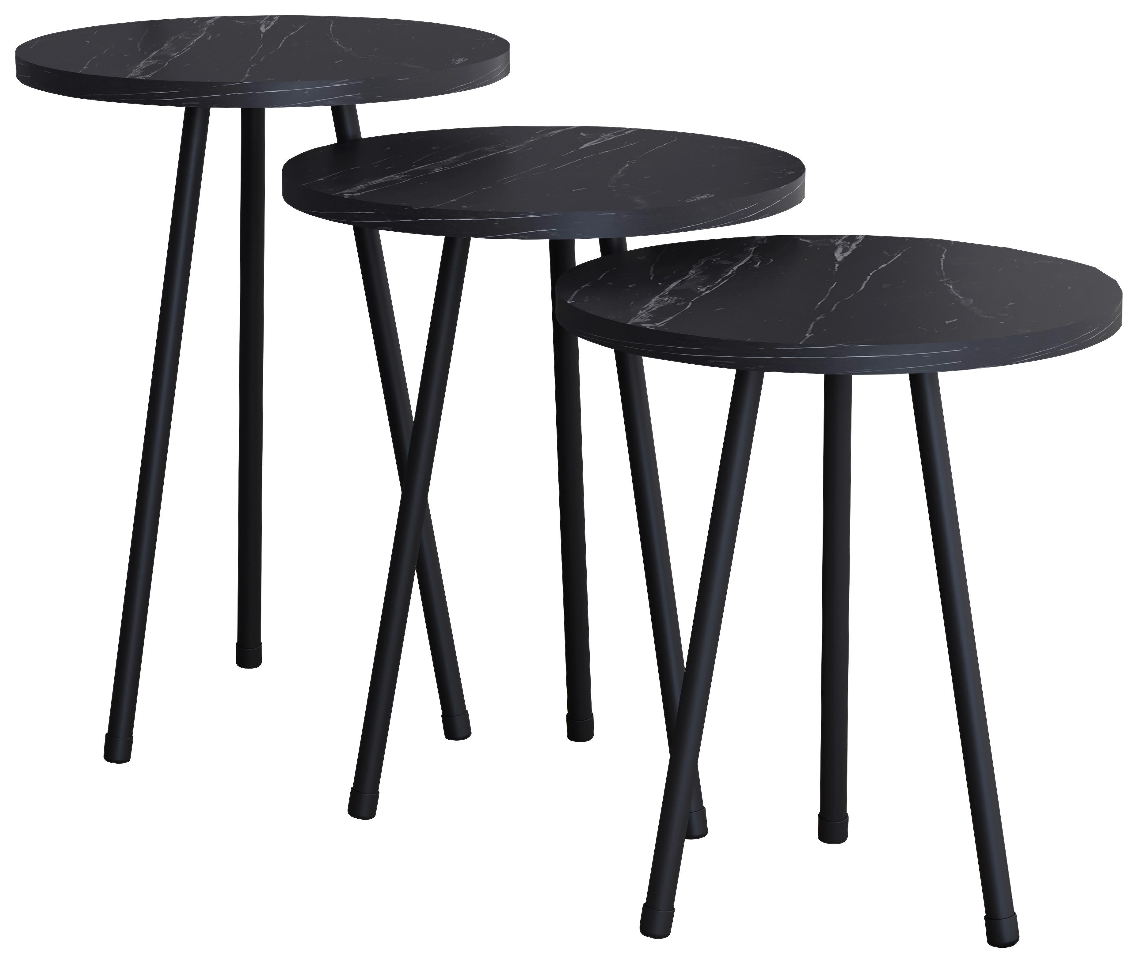 Beistelltischset Mirola Schwarz D: 35 cm - Schwarz, Design, Holzwerkstoff (35cm) - MID.YOU