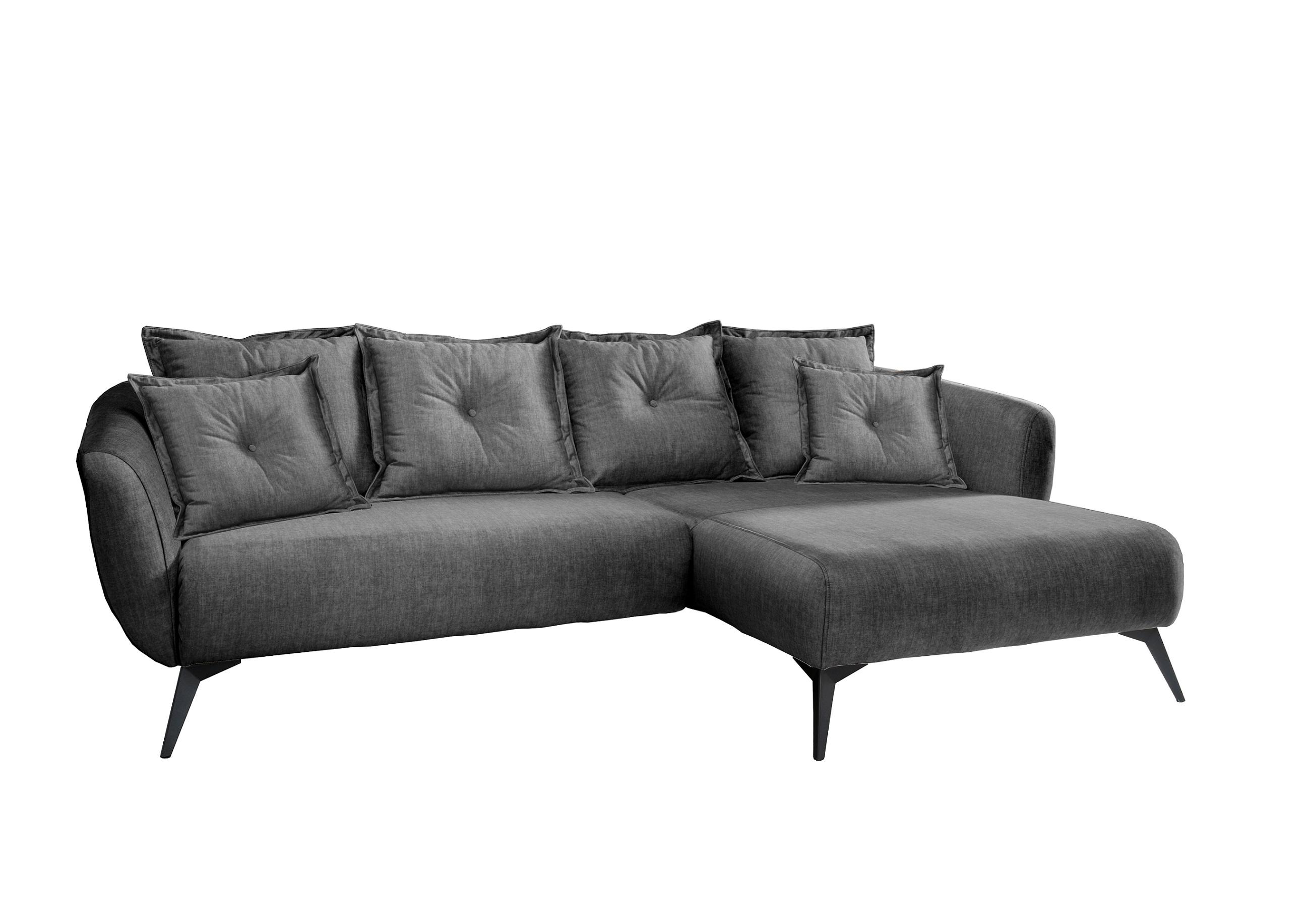 Ecksofa Baggio Mit Kissen Textil Grau - Schwarz/Grau, MODERN, Holz/Textil (277/94/162cm) - Livetastic