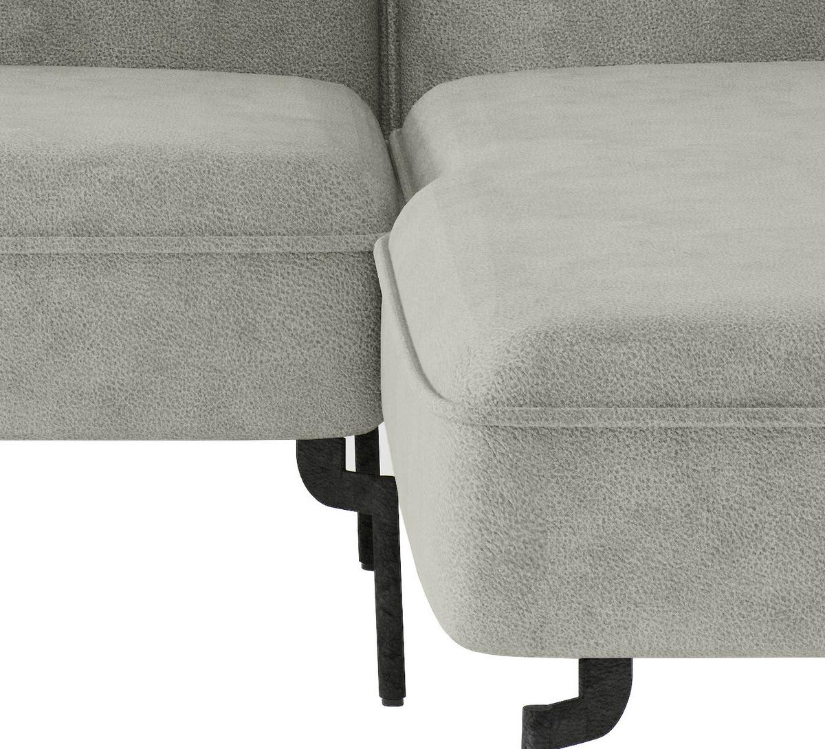 Ecksofa Jakarta - Edelstahlfarben/Hellgrau, Design, Textil (265/185cm) - Livetastic