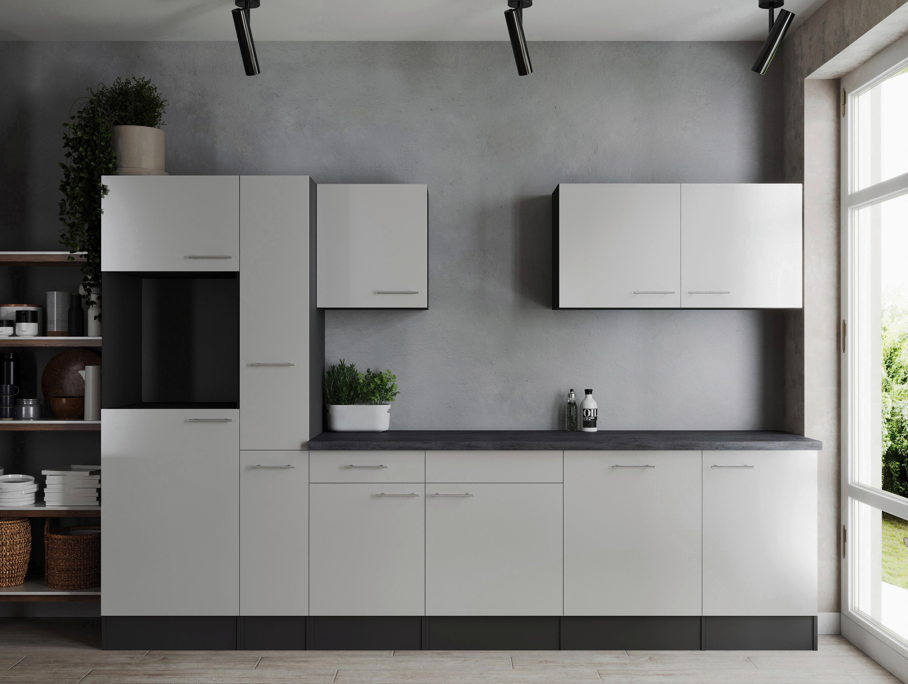 Küchenleerblock Oliver Grau, Weiß B: 310 Cm - Weiß/Grau, Design, Holzwerkstoff (310cm) - Respekta