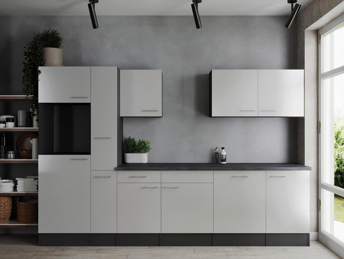 Küchenleerblock Oliver Grau, Weiß B: 310 Cm - Weiß/Grau, Design, Holzwerkstoff (310cm) - Respekta