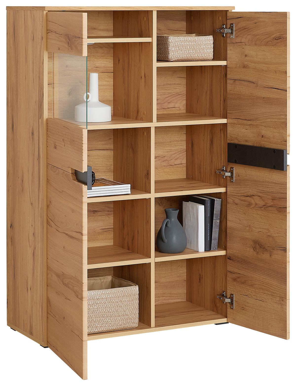 Highboard 81,8 Cm Alana Crenata Dekor - MODERN, Glas/Holzwerkstoff (81,8/129,4/38cm)