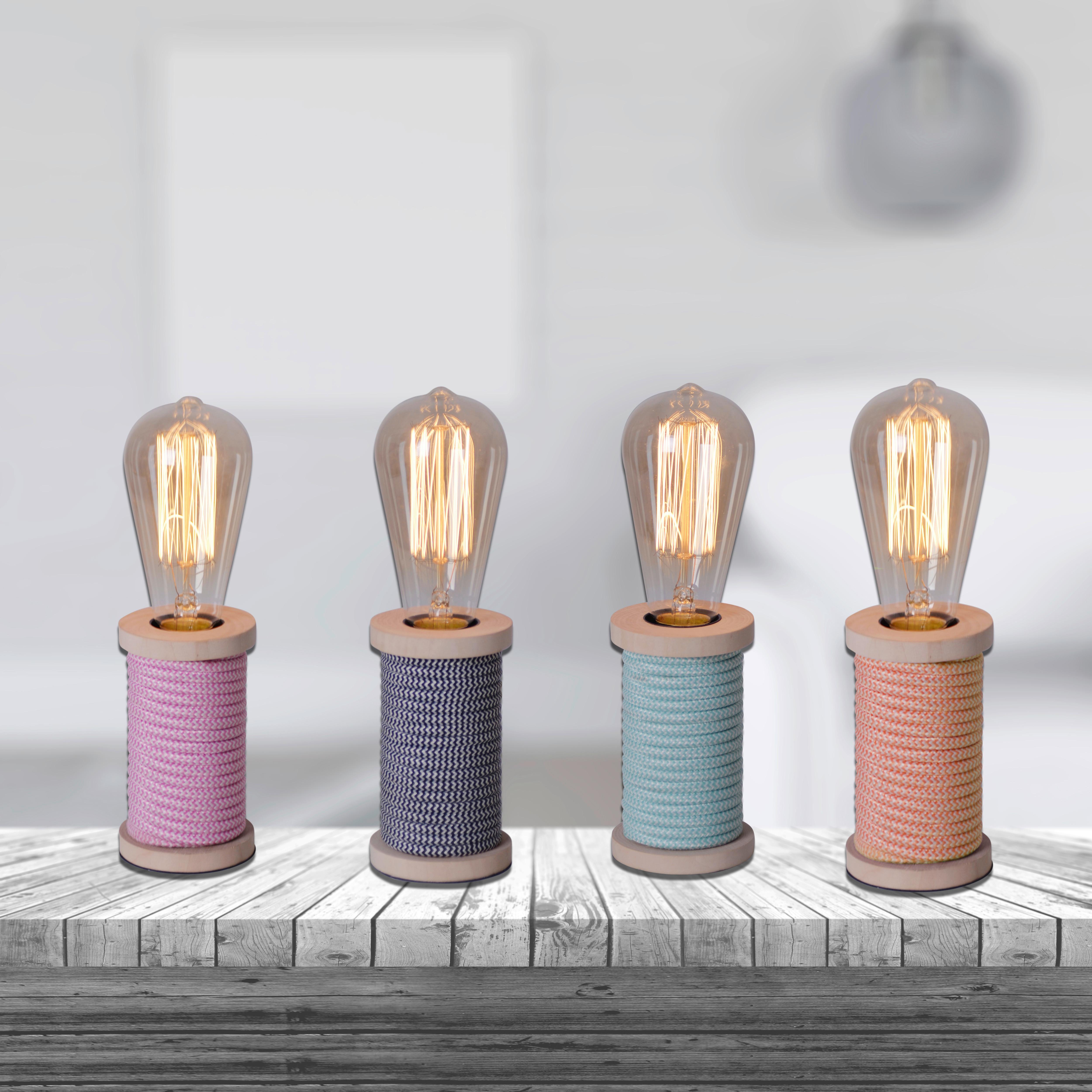 Tischlampe Max Orange/Weiß mit Kippschalter - Naturfarben/Orange, Design, Holz/Textil (7/12cm) - Näve