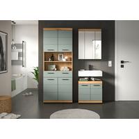 Badezimmer Scout Salbeigrün/Eiche D. B: 134 cm - Schwarz, MODERN, Holzwerkstoff (134cm) - MID.YOU