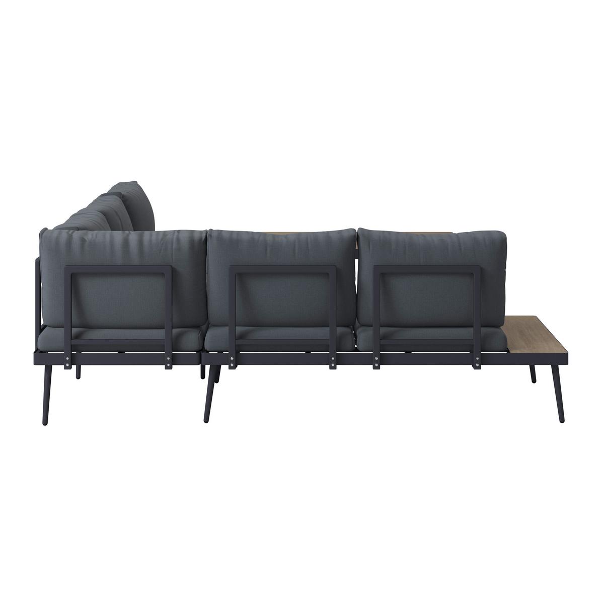 Loungegarnitur 3-Tlg Brügge Metall/Kunststoff mit Kissen - Dunkelgrau/Naturfarben, MODERN, Kunststoff/Textil (226/226cm) - Beldano