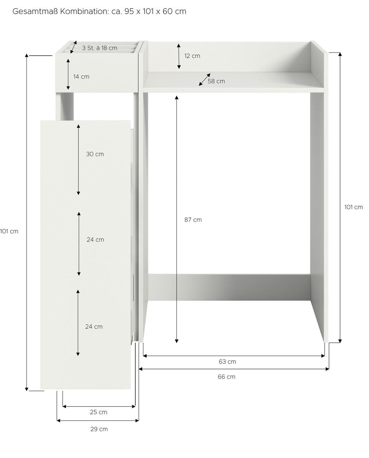 Waschmaschinenschrank Free Weiß B: 95 cm - Weiß, MODERN, Holzwerkstoff (95/101/60cm) - MID.YOU
