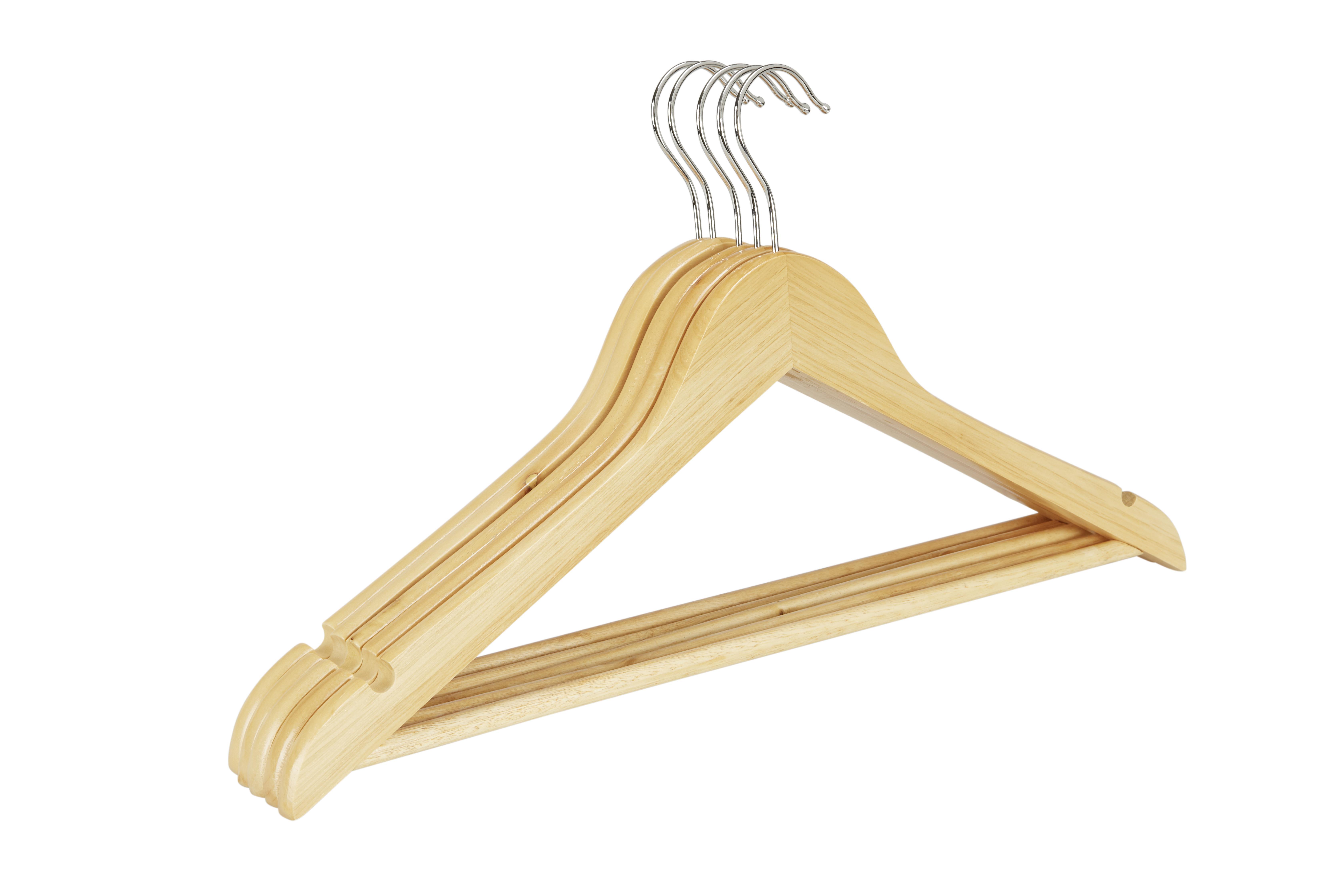 Kleiderbügel aus Holz Finn 5er-Set - Naturfarben, Holz/Metall (44,5/23/1,2cm) - Homezone