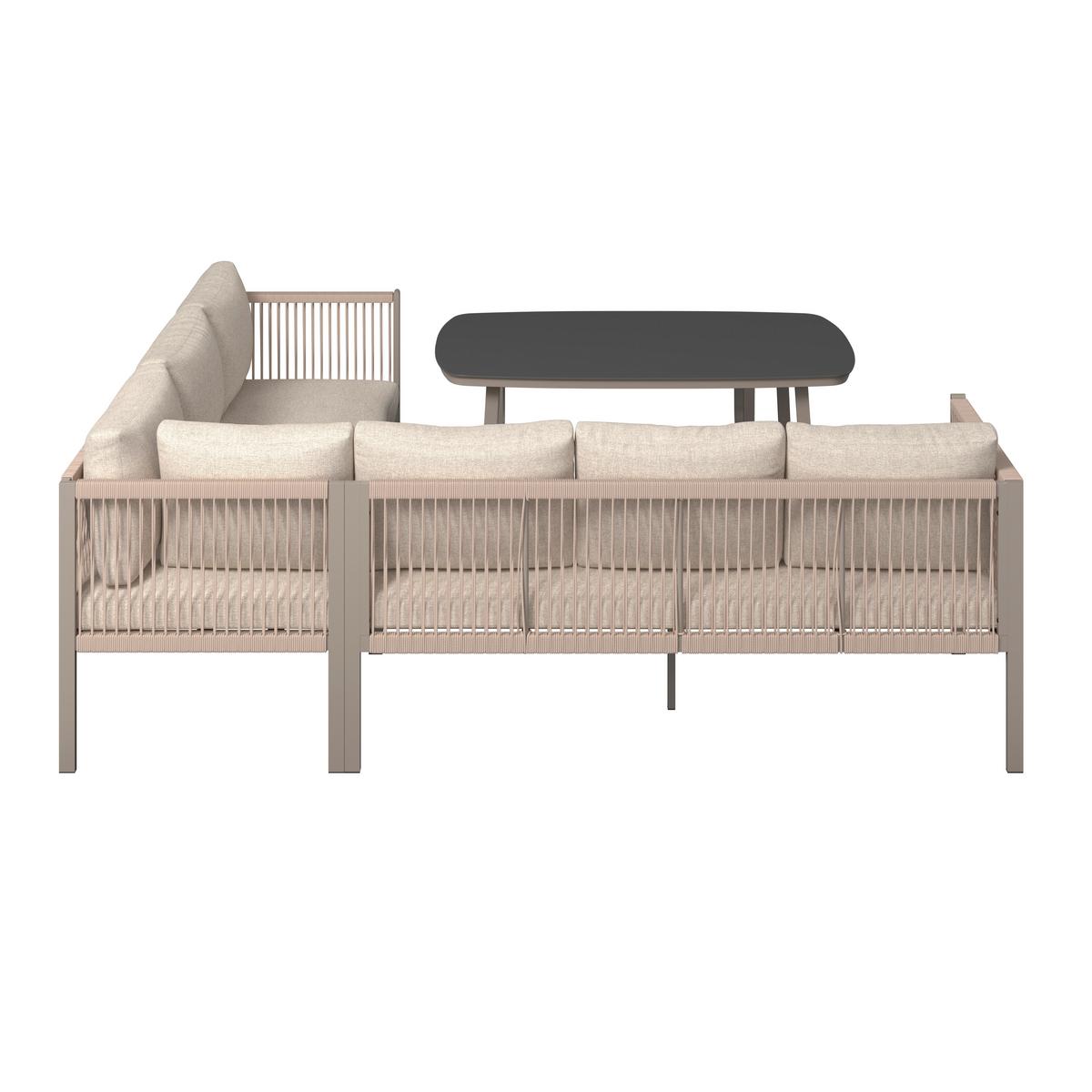 Loungegarnitur Auckland - Beige/Creme, MODERN, Glas/Textil (242/195cm) - Beldano
