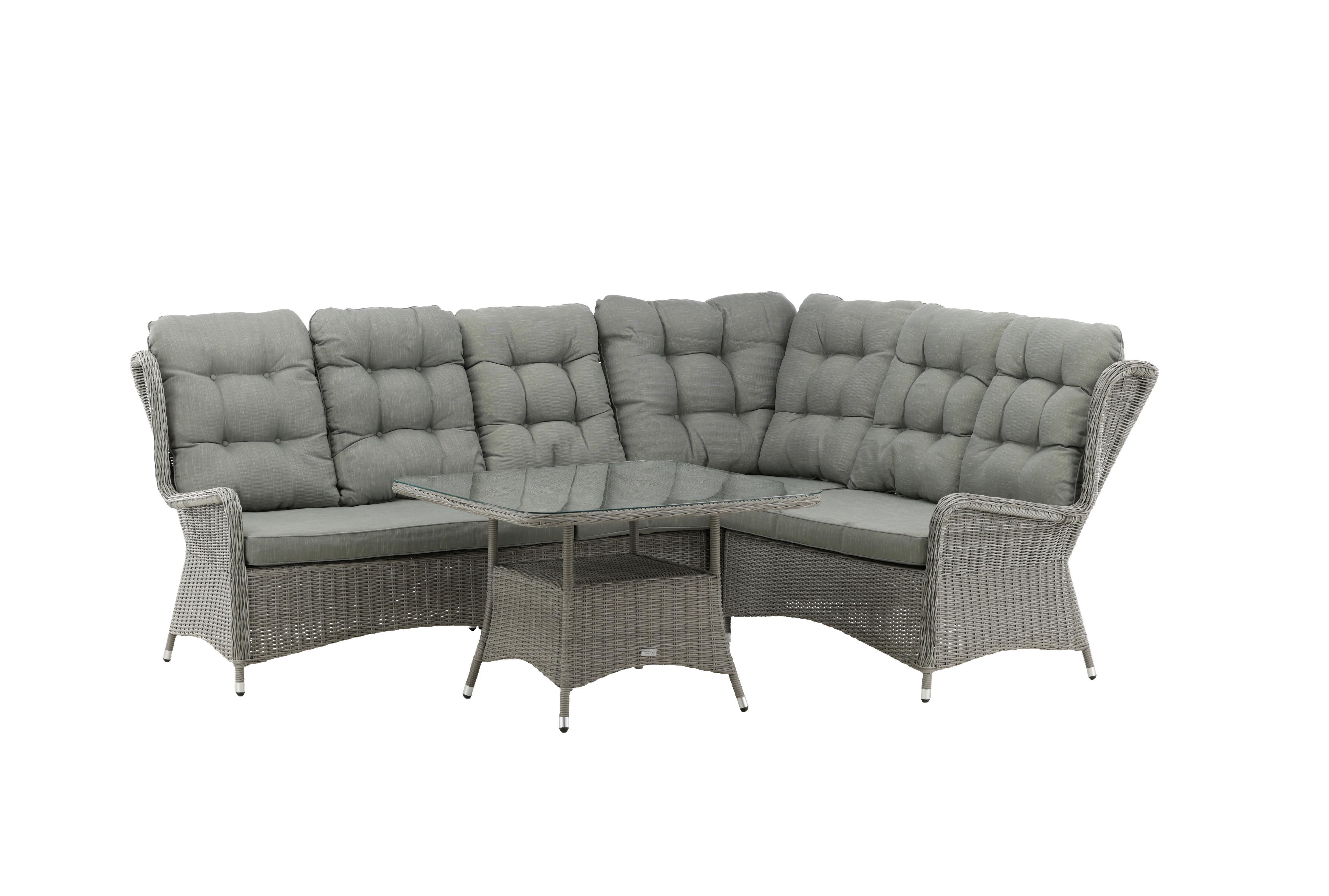 Loungegarnitur Washington - Grau, KONVENTIONELL, Kunststoff/Textil - Gardenson
