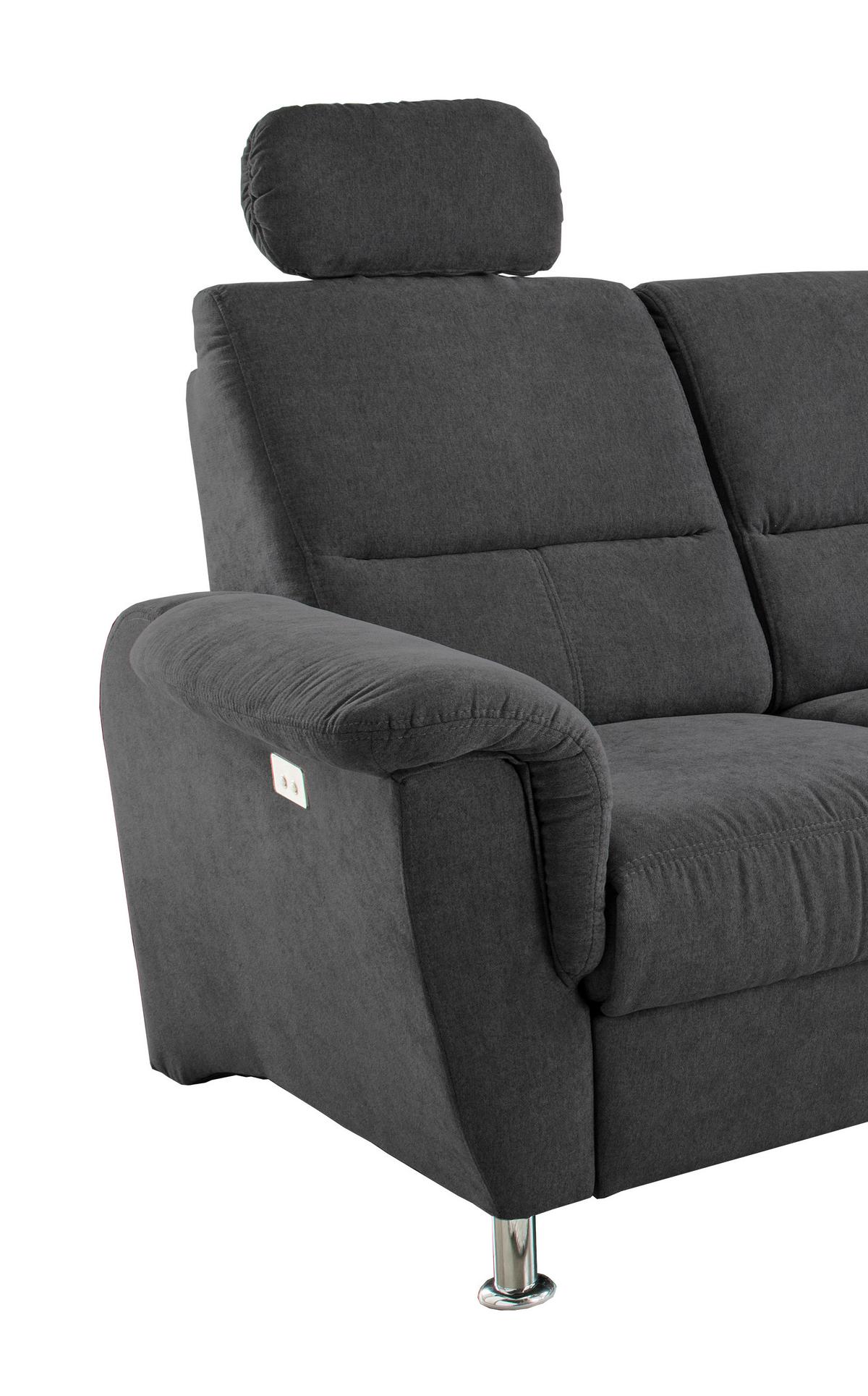 Ecksofa Parole Schwarz S: 292/165 cm - Chromfarben/Schwarz, KONVENTIONELL, Textil (292/165cm) - Livetastic