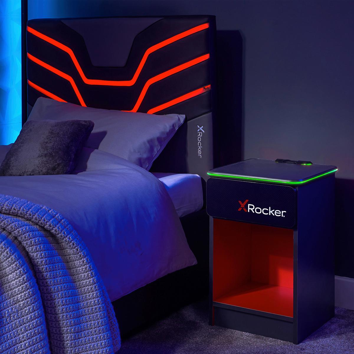Nachtkästchen Mit Led Und Usb Rot/schwarz H: 54cm Carbon-Tek - Rot/Schwarz, MODERN, Holzwerkstoff/Kunststoff (36/54/33cm) - X Rocker