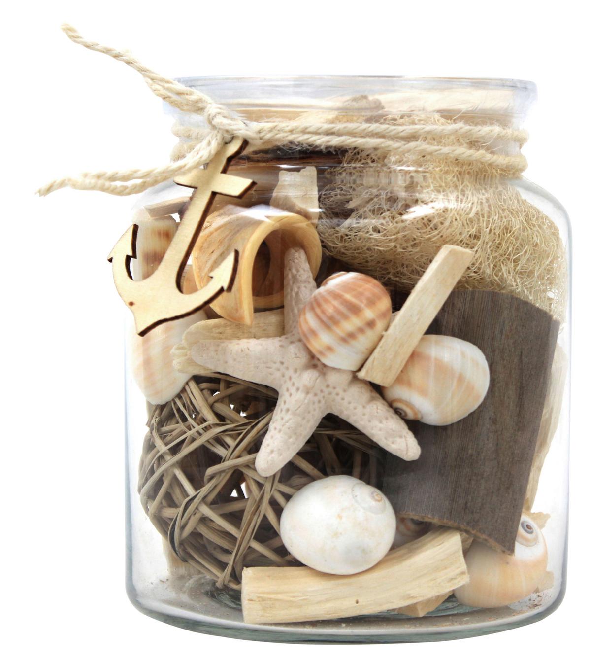 Dekoglas Flora Naturfarben, 13,5x16,5 cm - Naturfarben, LIFESTYLE, Glas/Naturmaterialien (13,5/16,5/13,5cm) - Kayoom
