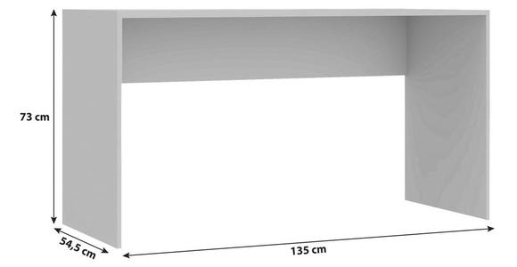 Schreibtisch B135 cm H73 cm Unit, Eiche Dekor - Eichefarben, KONVENTIONELL, Holzwerkstoff (135/73/54,5cm) - Ondega